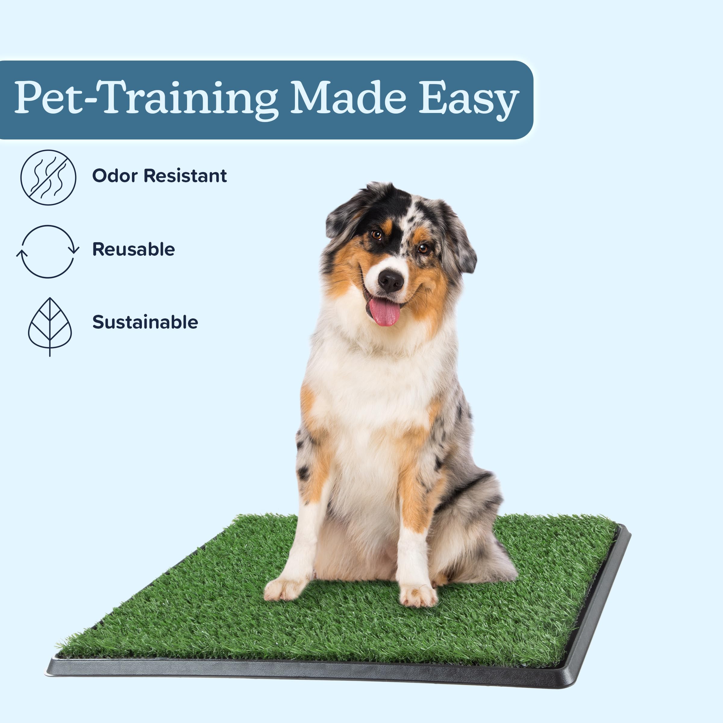 Artificial Grass Puppy Pee Pad For Dogs And Small Pets - 20X25 Reusable 3-Layer Training Potty Pad With Tray - Dog Housebreaking