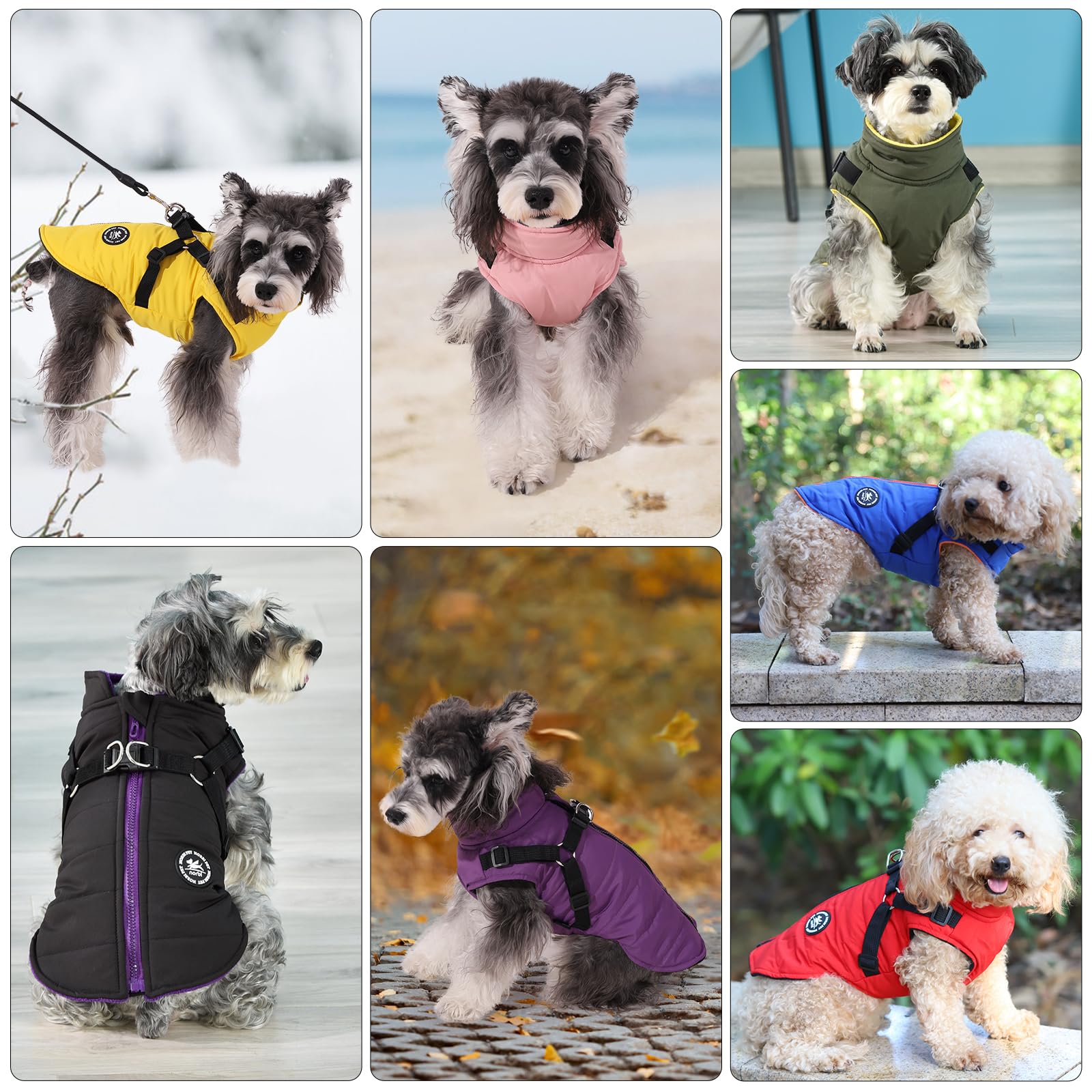 Norbi Dog Winter Jacket With Built-In Harness - Adjustable Warm Coats For Small To Large Dogs - Cold Weather Protection