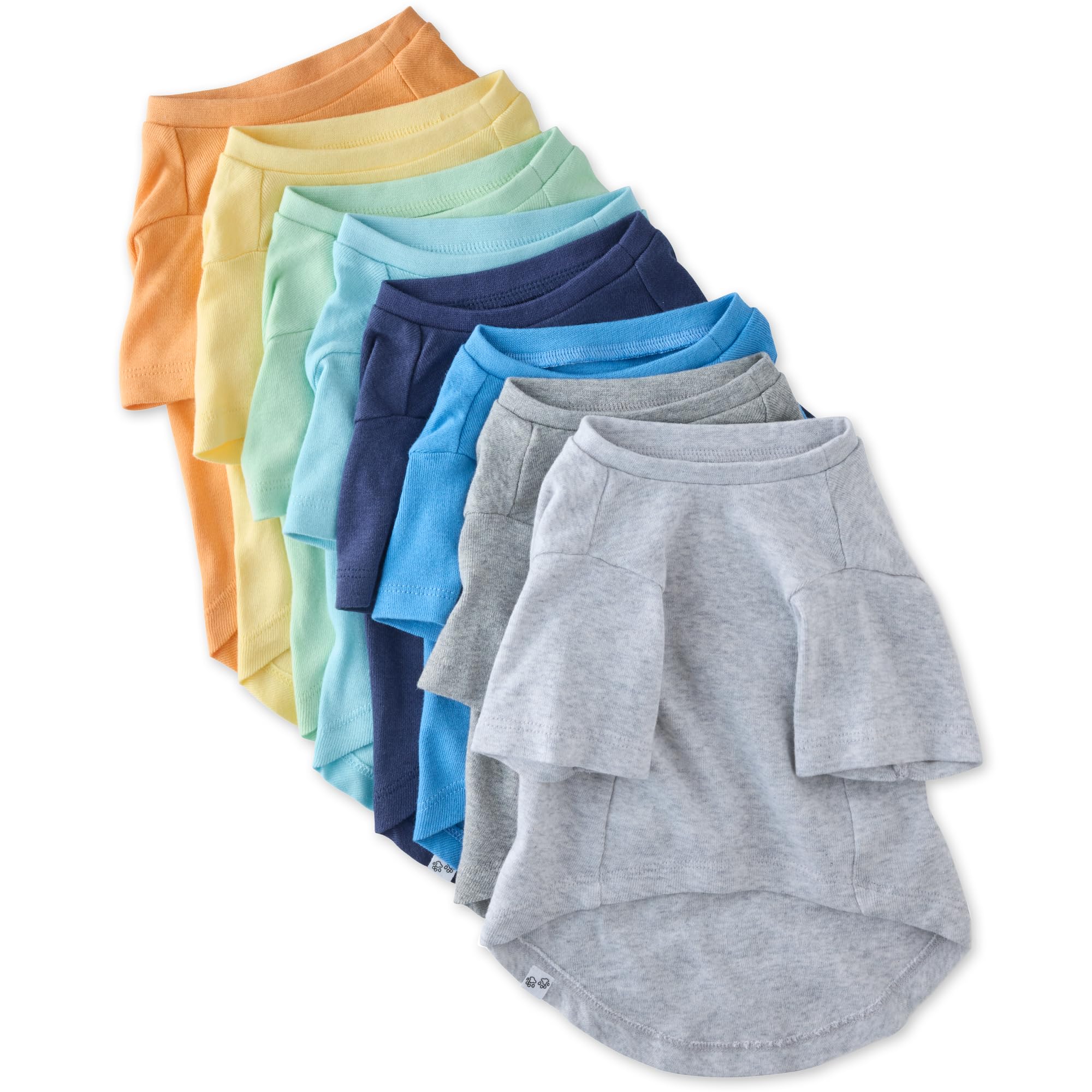 Pet Passion Multipack 100% Organic Cotton Dog Short Sleeve T-Shirt Pet Tees For All Breeds, Rainbow Blues, Xx-Small