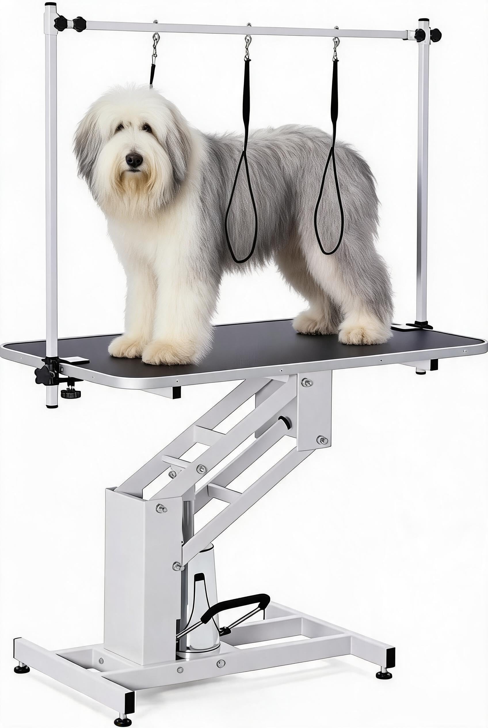 GarveeHome 43.6 in Pet Grooming Table for Large Dogs, Heavy Duty Height Adjustable Dog Grooming Table With Overhead Arm & Noose 
