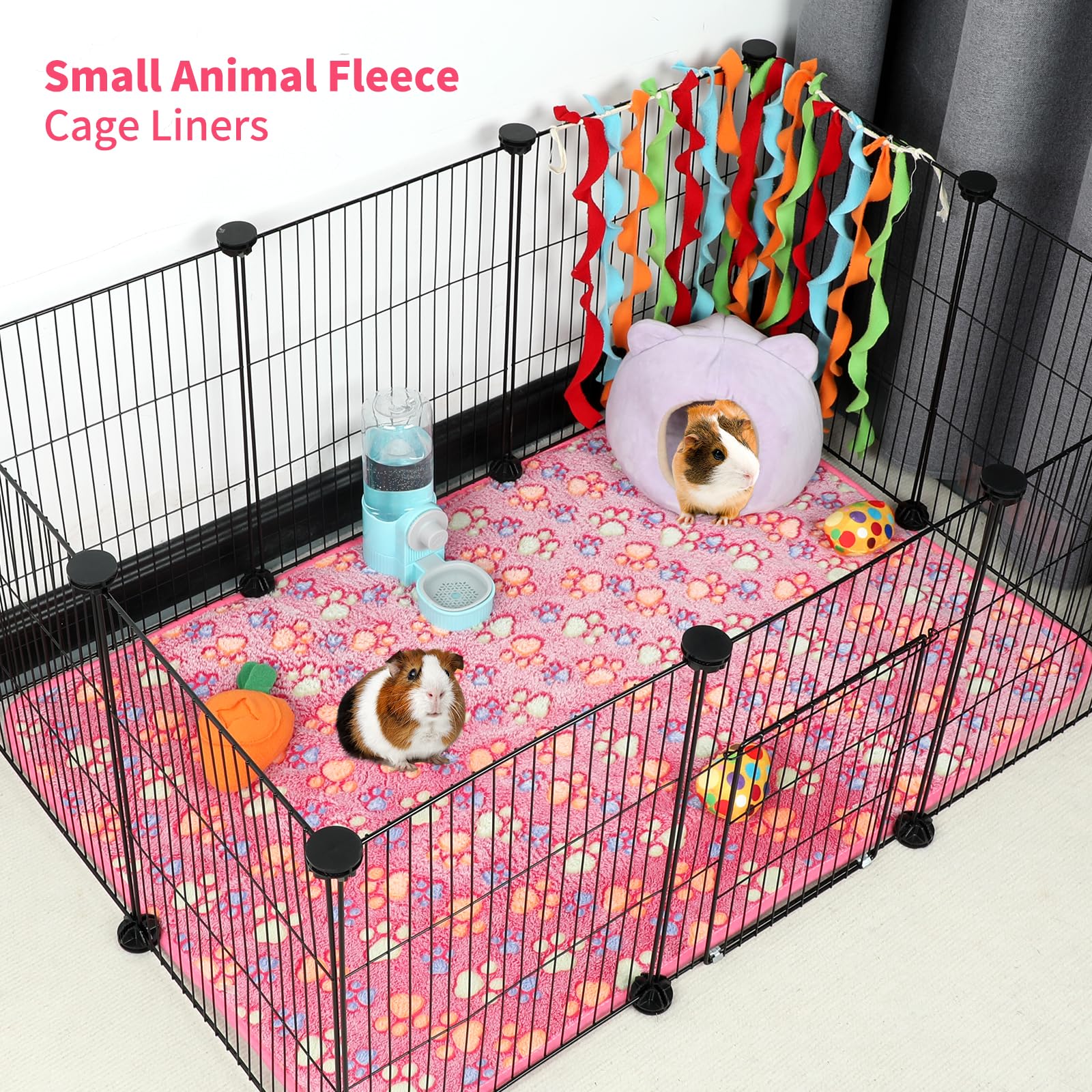 YUEPET Waterproof Guinea Pig Blankets Washable 6 Pack Small Animal Fleece Cage Liners Pet Soft Sleep Mat Pad Cover Warm Flannel