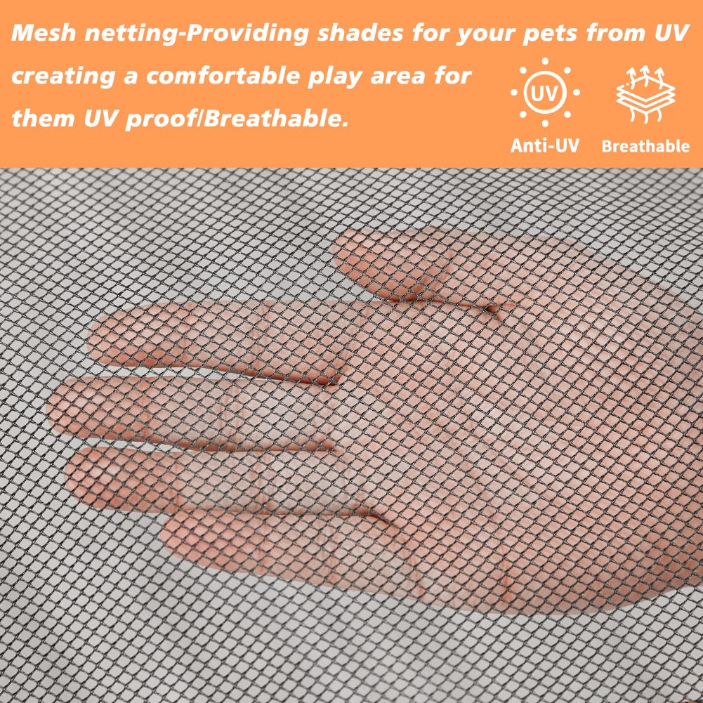 Pjyucien Dog Playpen Mesh Top Cover, Fits 24 Inch 8 Panels Regular Octagon Plastic Exercise Pet Pen, Adhesive Tape Connections,