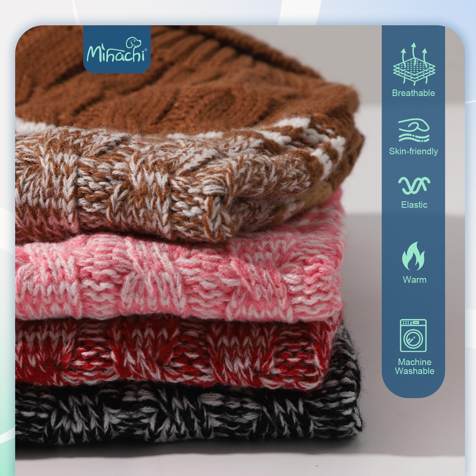 Mihachi Medium Dogs' Pink Turtleneck Sweater - Soft, Warm Knit Dog Coat With Leash Hole For Cold Weather, Fits Large, Cat Or Pup