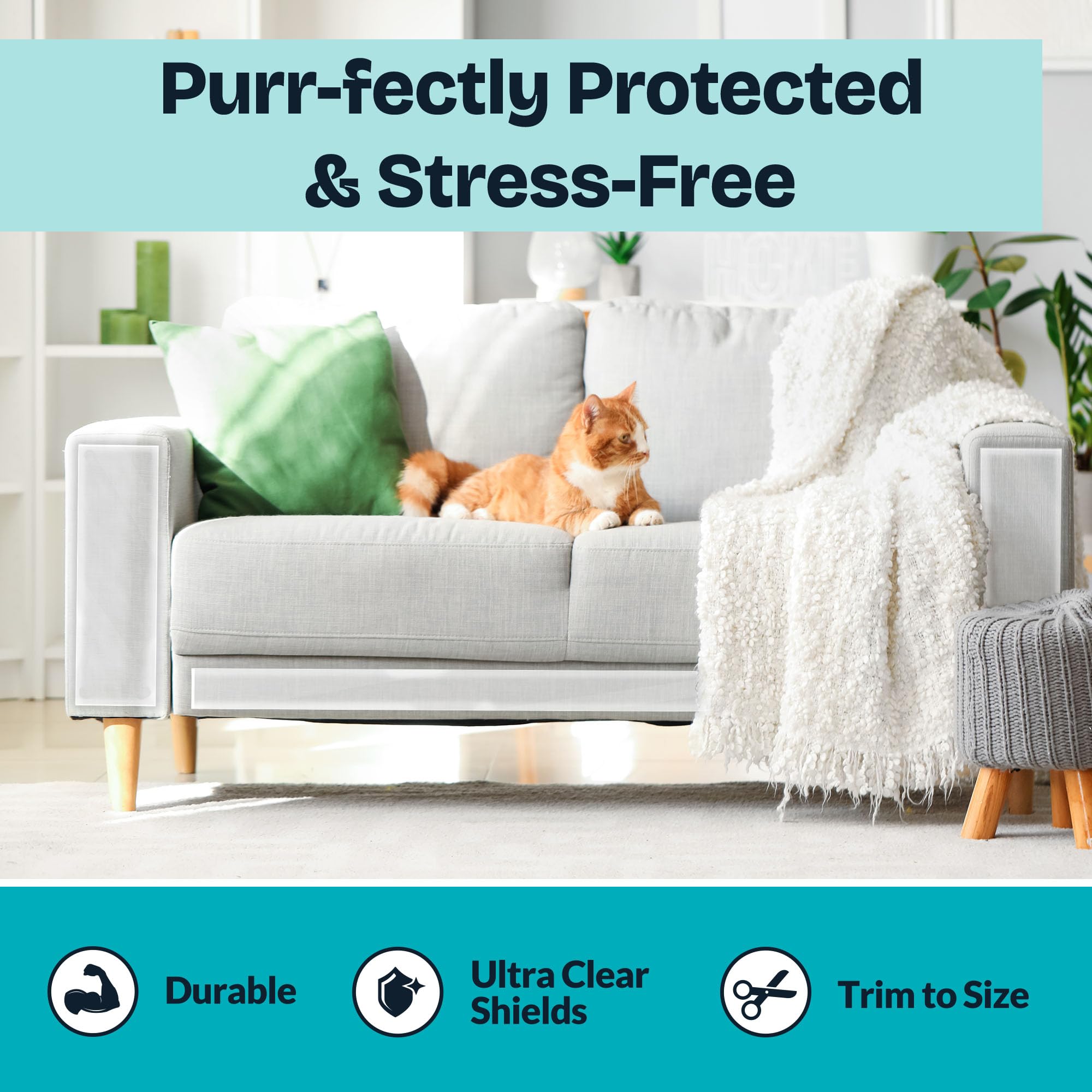 Reli. Cat Scratch Furniture Protector (14 Pack, Double Sided), Combo Pack | Cat Couch Protector From Claws/Clear Anti Scratch Fu