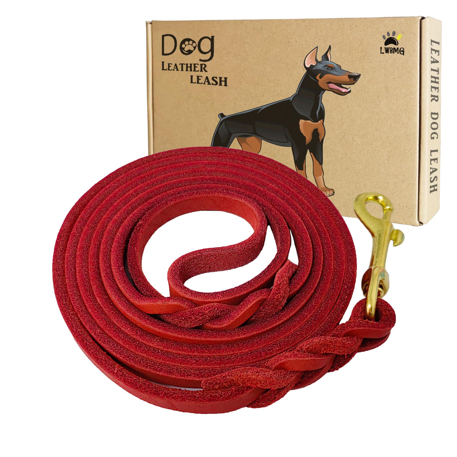 Lwbmg Leather Dog Leash 8Ftx1/2 Inch, Heavy Duty Dog Leash, Strong And Sturdy Leather Braided Dog Leash, Soft And Comfortable Le