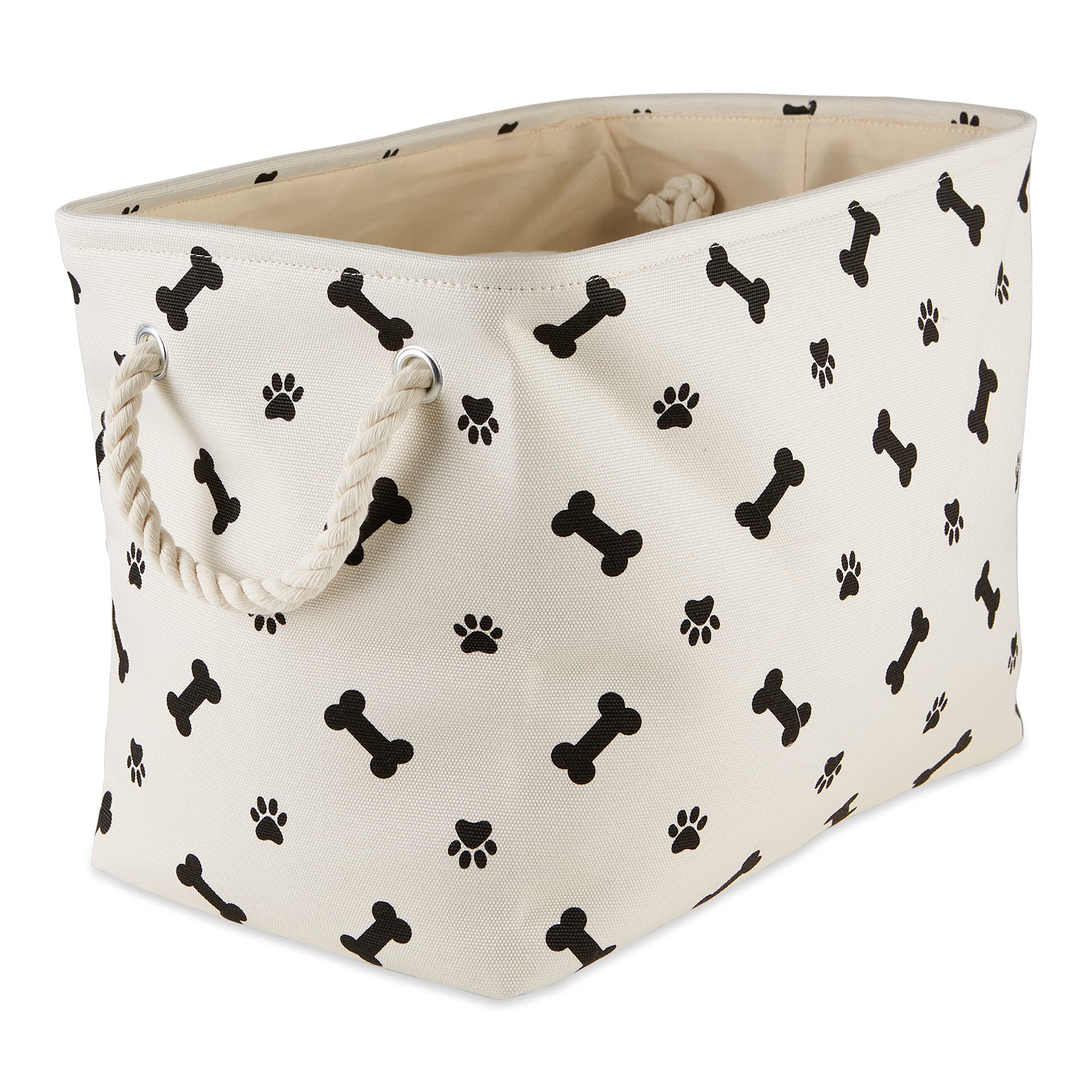 Bone Dry Pet Storage Collection Paw and Bone Print, Small Rectangle, 14x8x9, Black