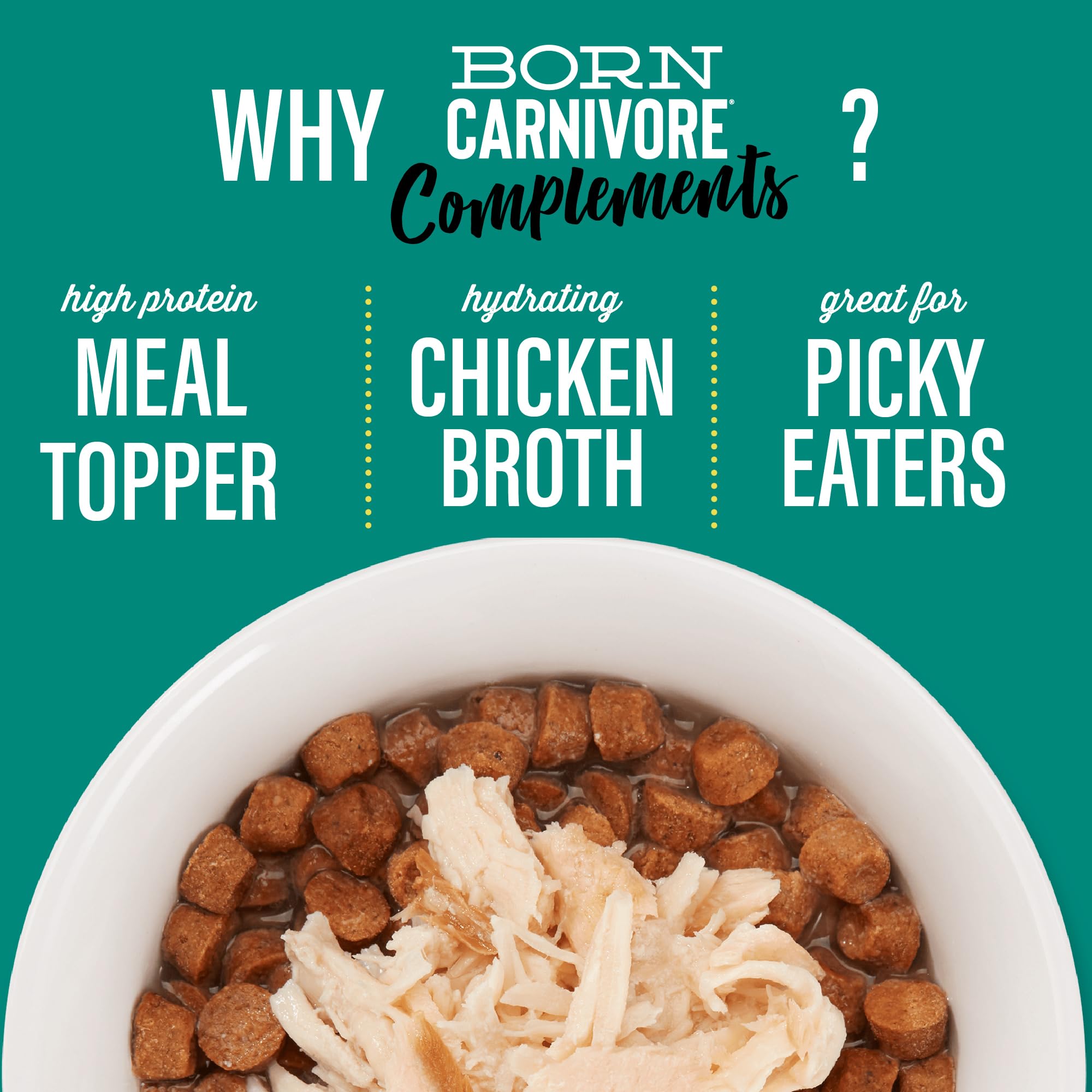 Tiki Cat Born Carnivore Complements Wet Cat Food Topper, Chicken & Salmon 2.1 oz. Pouch (12 Count)