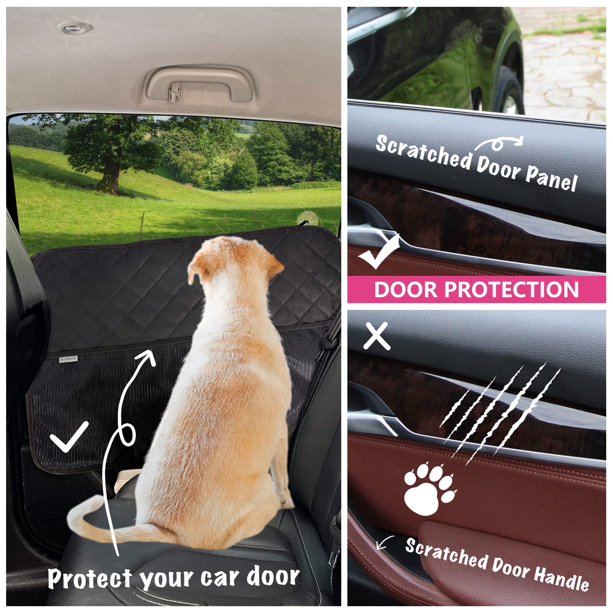 Winbate Car Door Protector for Dogs, Waterproof & Scratchproof, Black, 2-Pack, Machine Washable, Model WB-MD