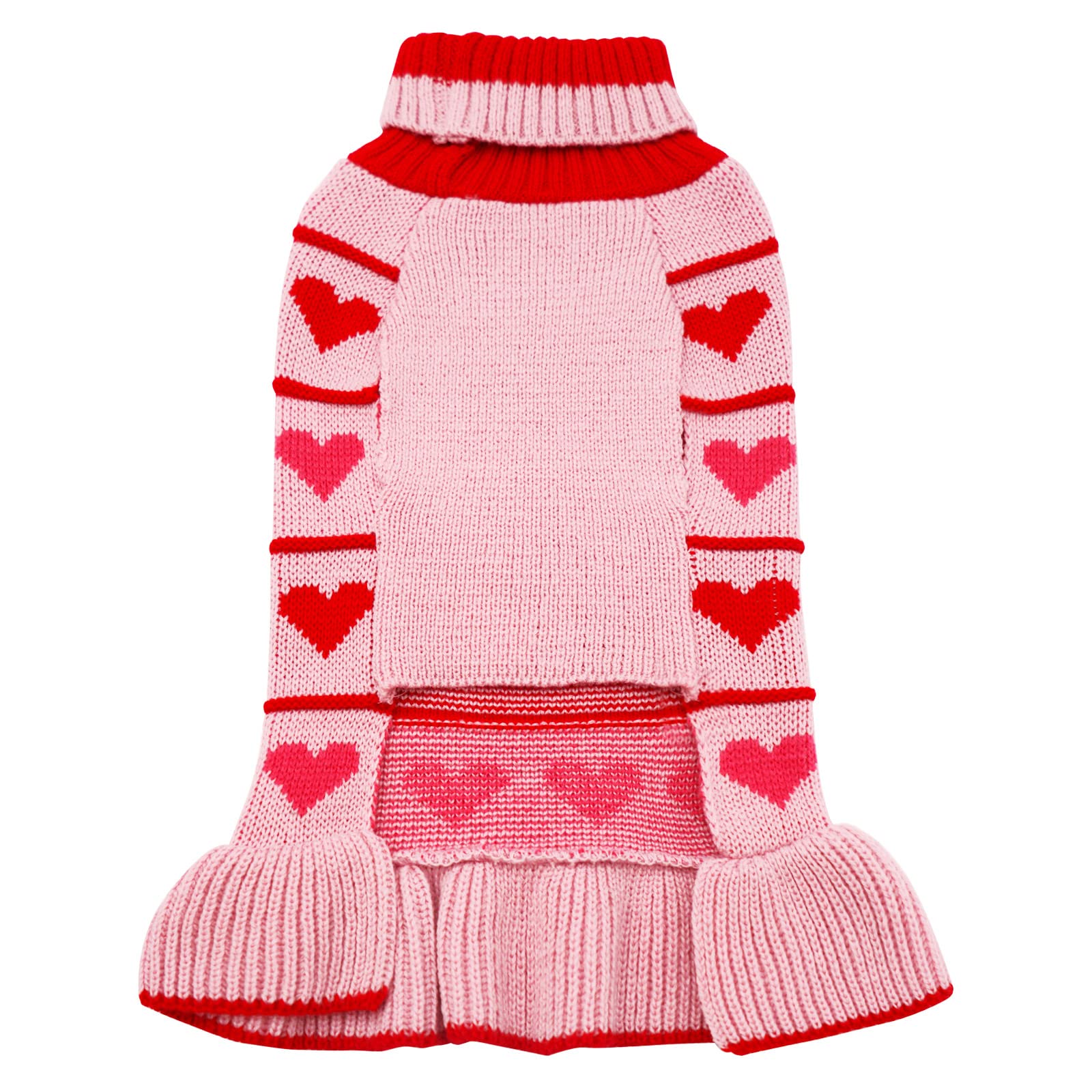 Kyeese Valentines Day Dog Sweaters Cute Red Love Design Dog Sweaters With Leash Hole Pet Sweater Pet Clothes,S