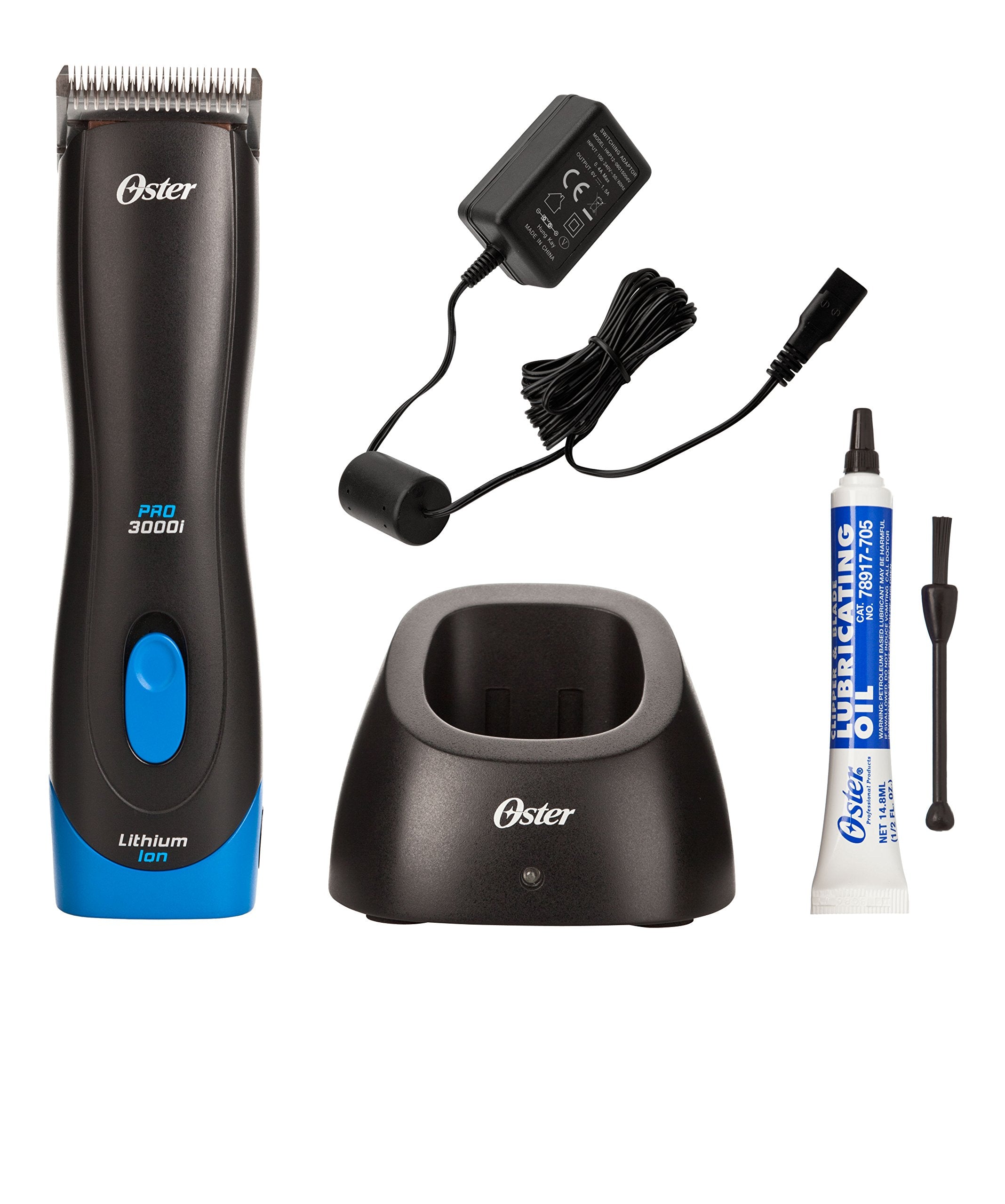 Oster Pro 3000i Cordless Pet Clippers, Size 10 CryogenX Blade, Black/Blue, 6.90 x 1.80 x 1.90 Inch, Professional