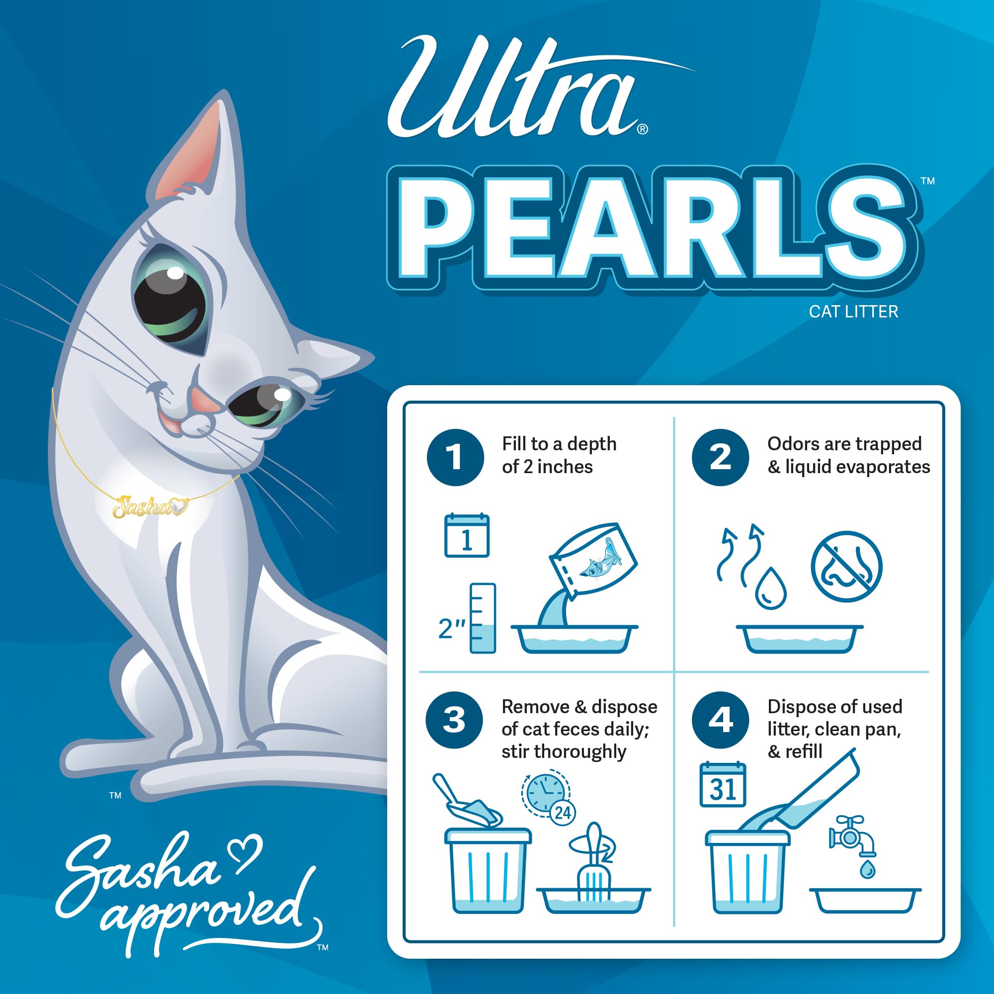 ULTRA Ultra Pearls Cat Litter - 5 Lbs, 99.9% Dust Free, Soft on Paws, Fragrance Free, Silica Gel, Low Tracking