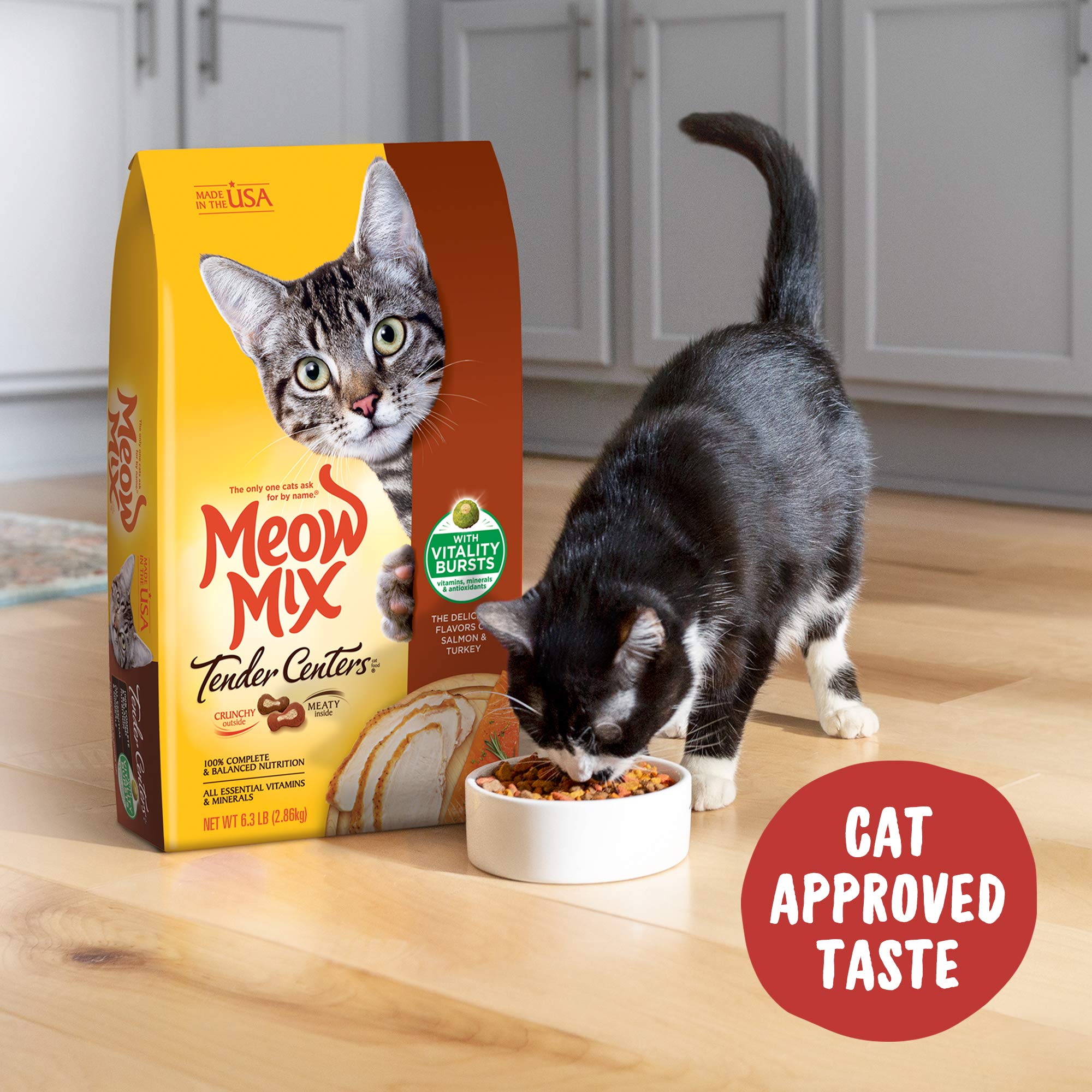 Meow Mix Tender Centers Dry Cat Food, Salmon & Turkey with Vitality Bursts, 13.5 Pound Bag