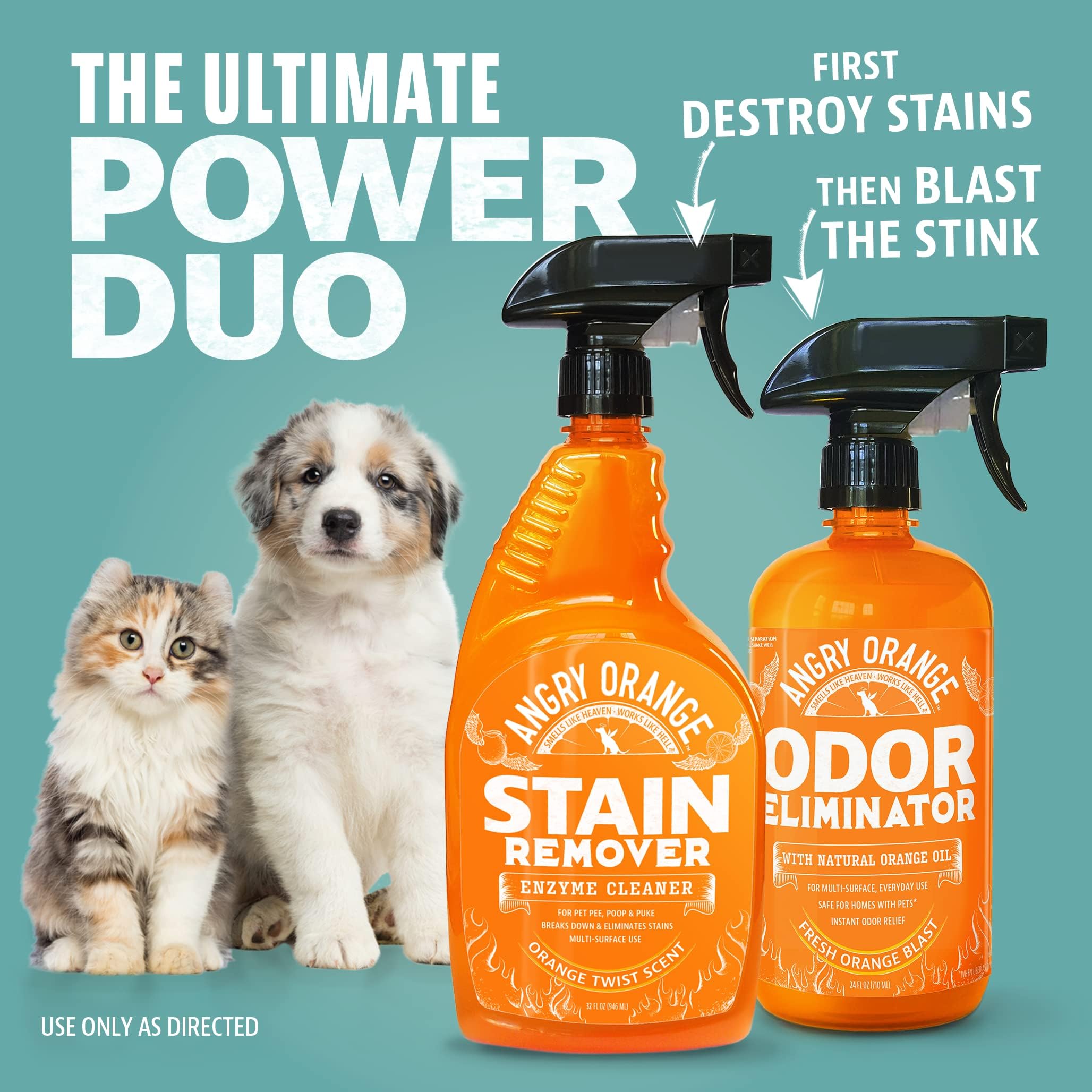 Angry Orange Stain Remover - 32Oz Enzyme Pet Cleaner - Dog & Cat Urine Destroyer And Stain Remover - Citrus Spray Cleaning Solution - Puppy Supplies