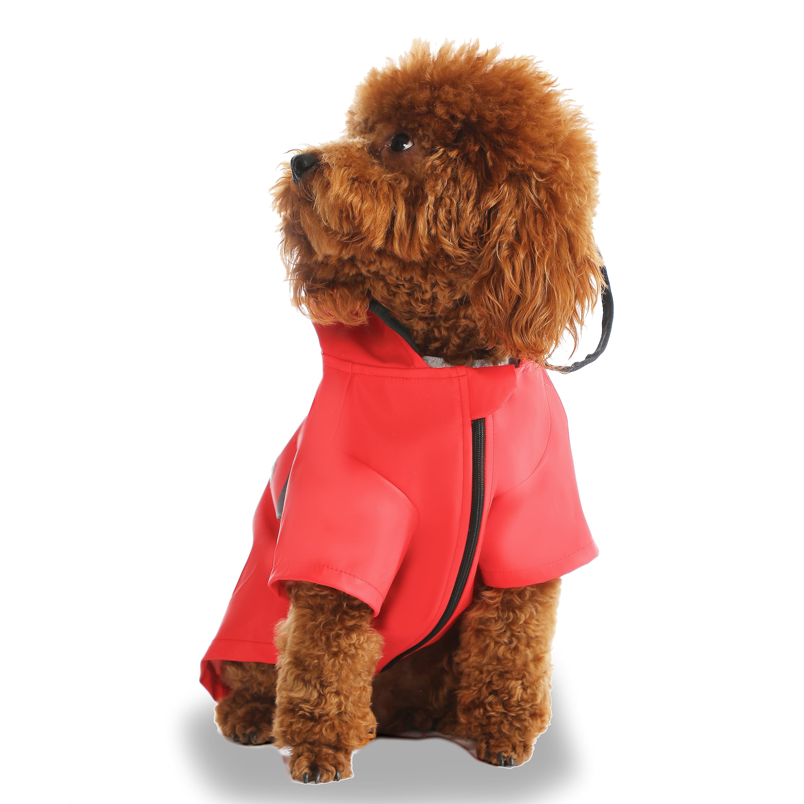 Wizland Reflective Dog Raincoat Dog Rain Jacket With Hood Lightweight Waterproof Rain Coat For Puppies (Red Xs)