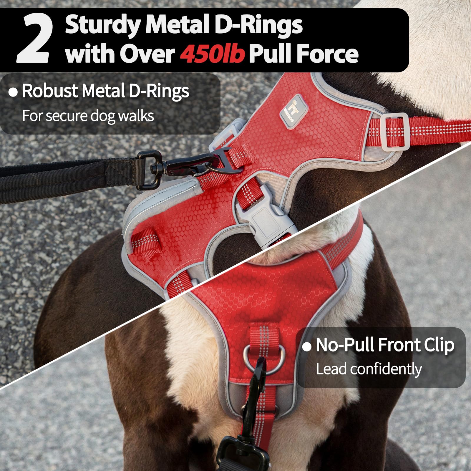 Huntboo Escape Proof Dog Harness, Escape Artist Harness, Reflective Harness With Padded Handle, Breathable, Durable, Adjustable