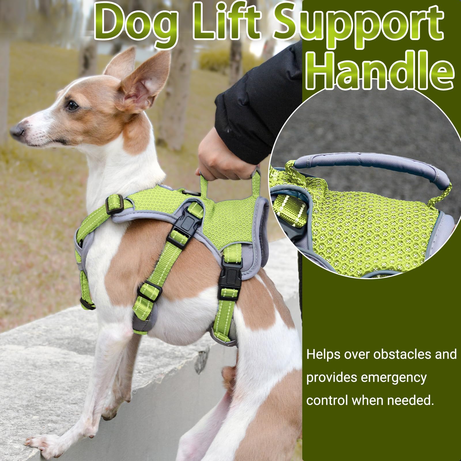Belpro Multi-Use Support Dog Harness, Escape Proof No Pull Reflective Adjustable Vest With Durable Handle, Dog Walking Harness F