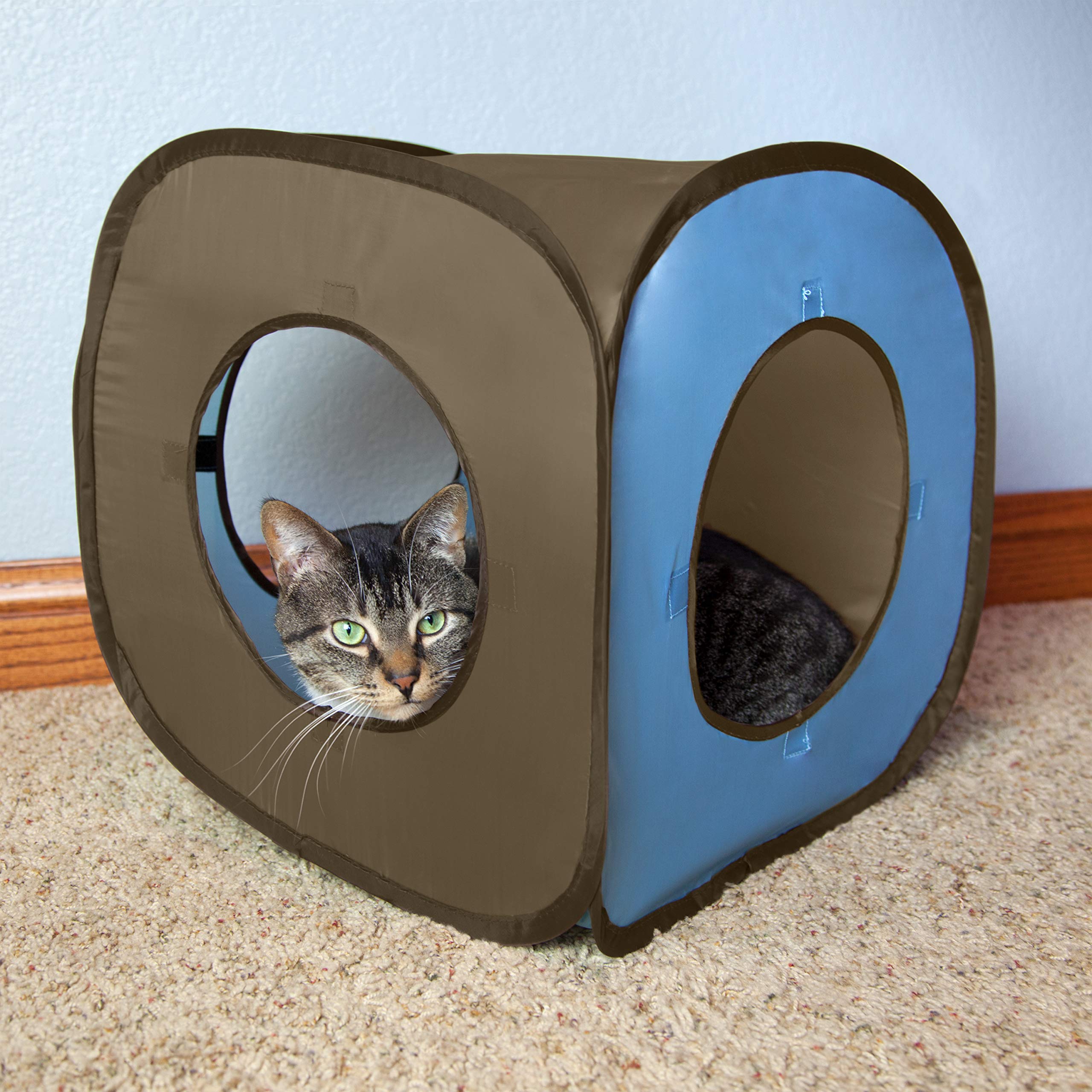 Kitty City Pop Open Rolling Cat Cube Tunnel Litter Box, Gray, Polyester, Model GD17033