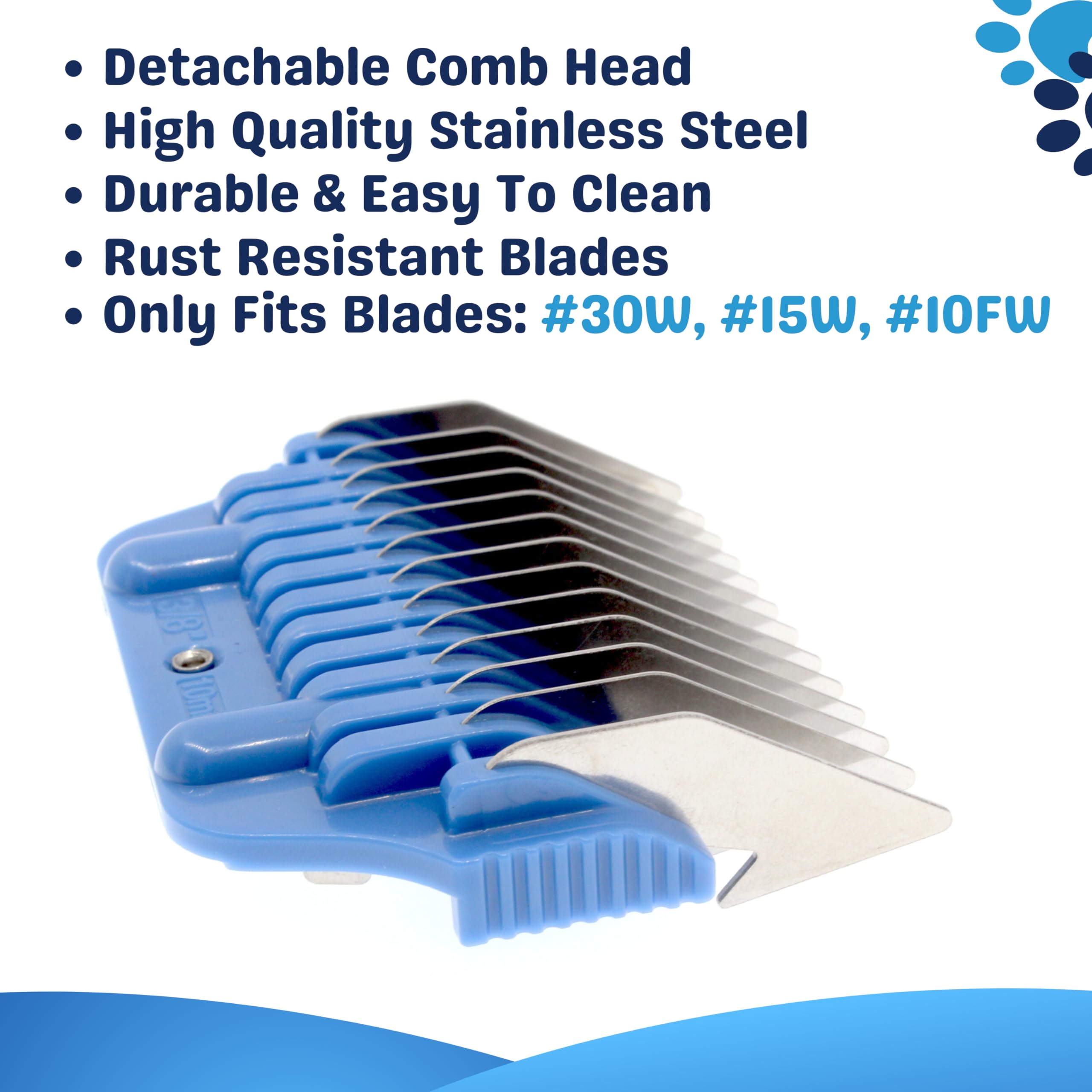Bucchelli 10Mm 3/8'' Cut Wide Clipper Guard Attachment For A5 Type Blade | Stainless Steel Blade For Professional Groomers And S