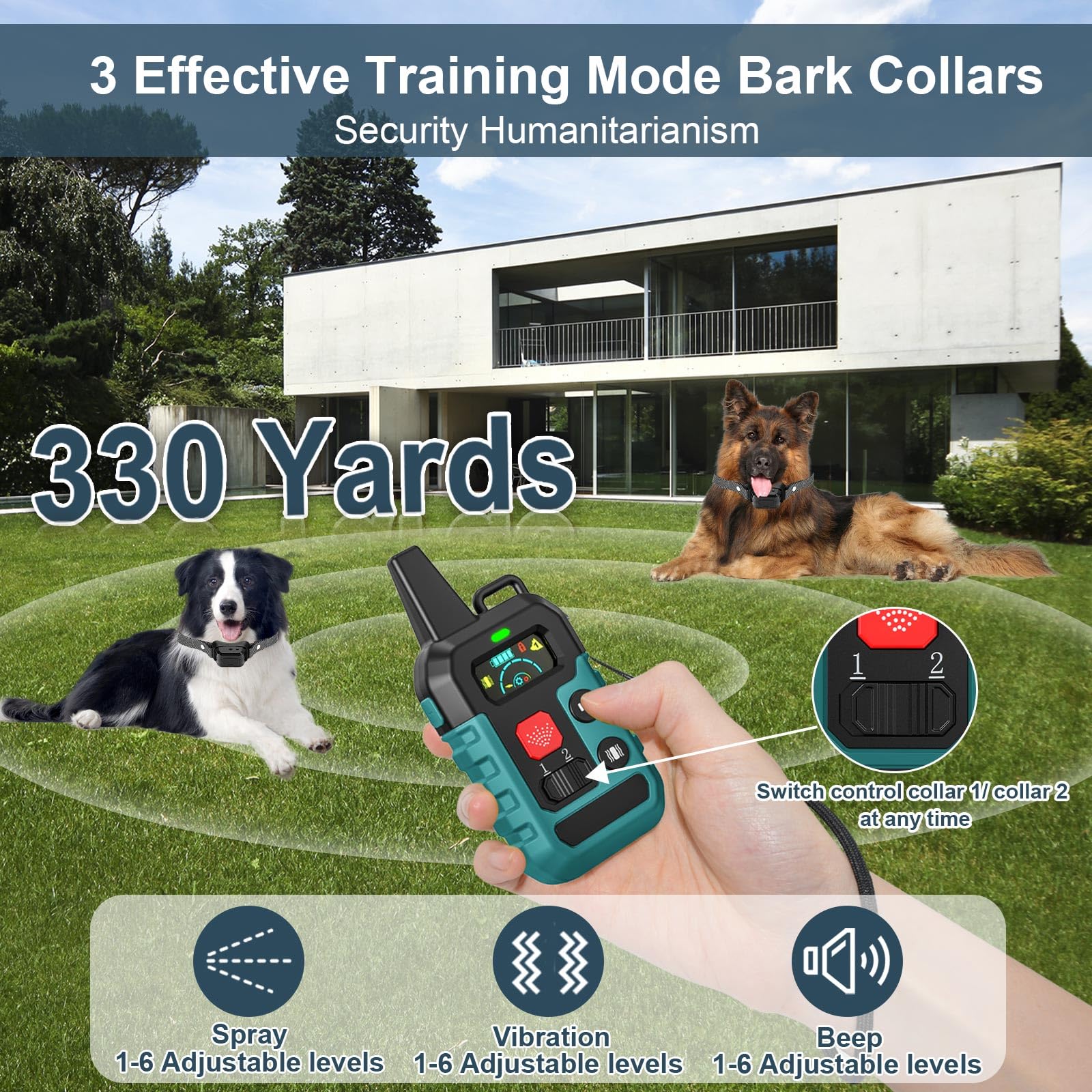 Citronella Training Collar For Dog [2* Bark Collar & 1*Spray Refill] With Beep/Vibration/Spray 4 Mode & 6 Adjustable Sensitiviti