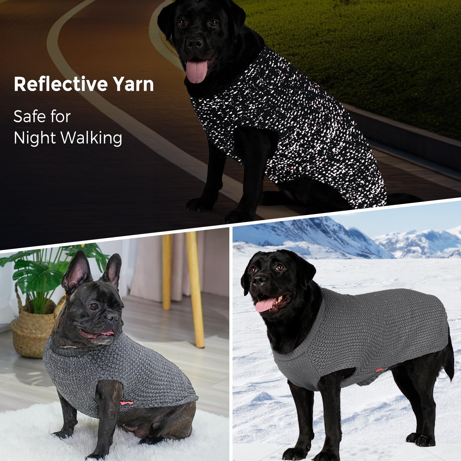 Kyeese Dog Sweater Stretchy Dogs Clothes Medium Pet Sweater With Reflective Yarn Comfy Pet Coats Pullover Dog Sweater For Medium