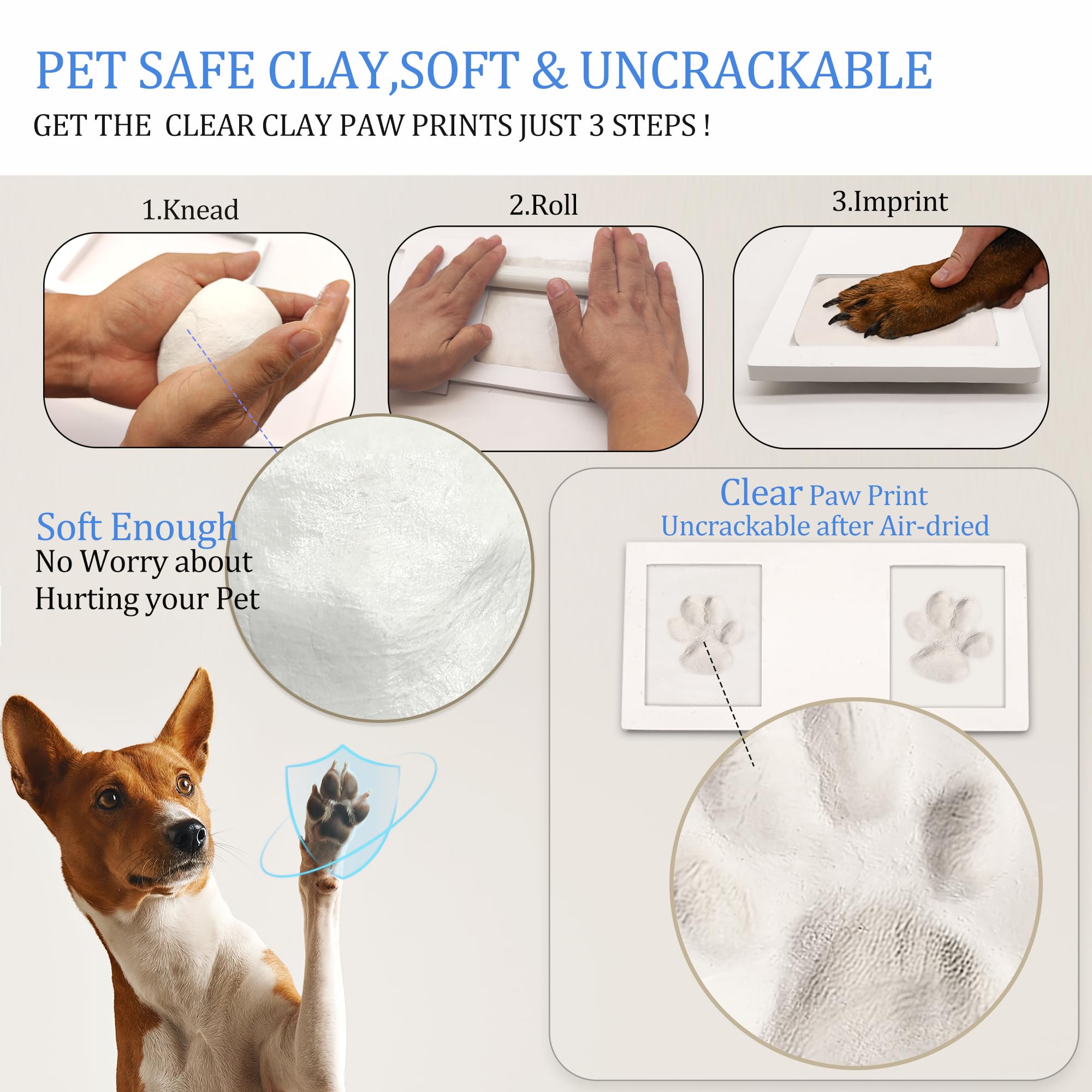 Mypawlets Paw Print Kit For Dog Cat,Pet Paw Print Impression Kit With Customization Tools,Pawprint Keepsake,Soft&Uncrackable Paw