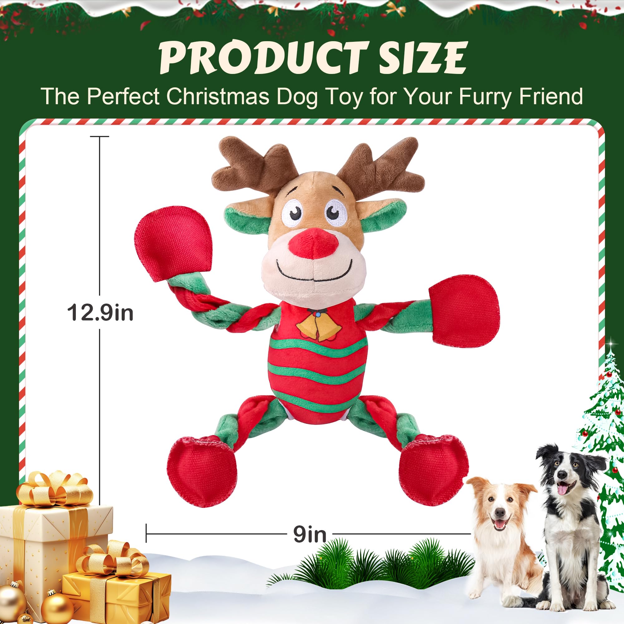 Newget Squeaky Dog Toys, Dog Chew Toys With Crinkle Paper For Puppy, Small, Medium, Large Dogs, Interactive Pet Holiday Toys For