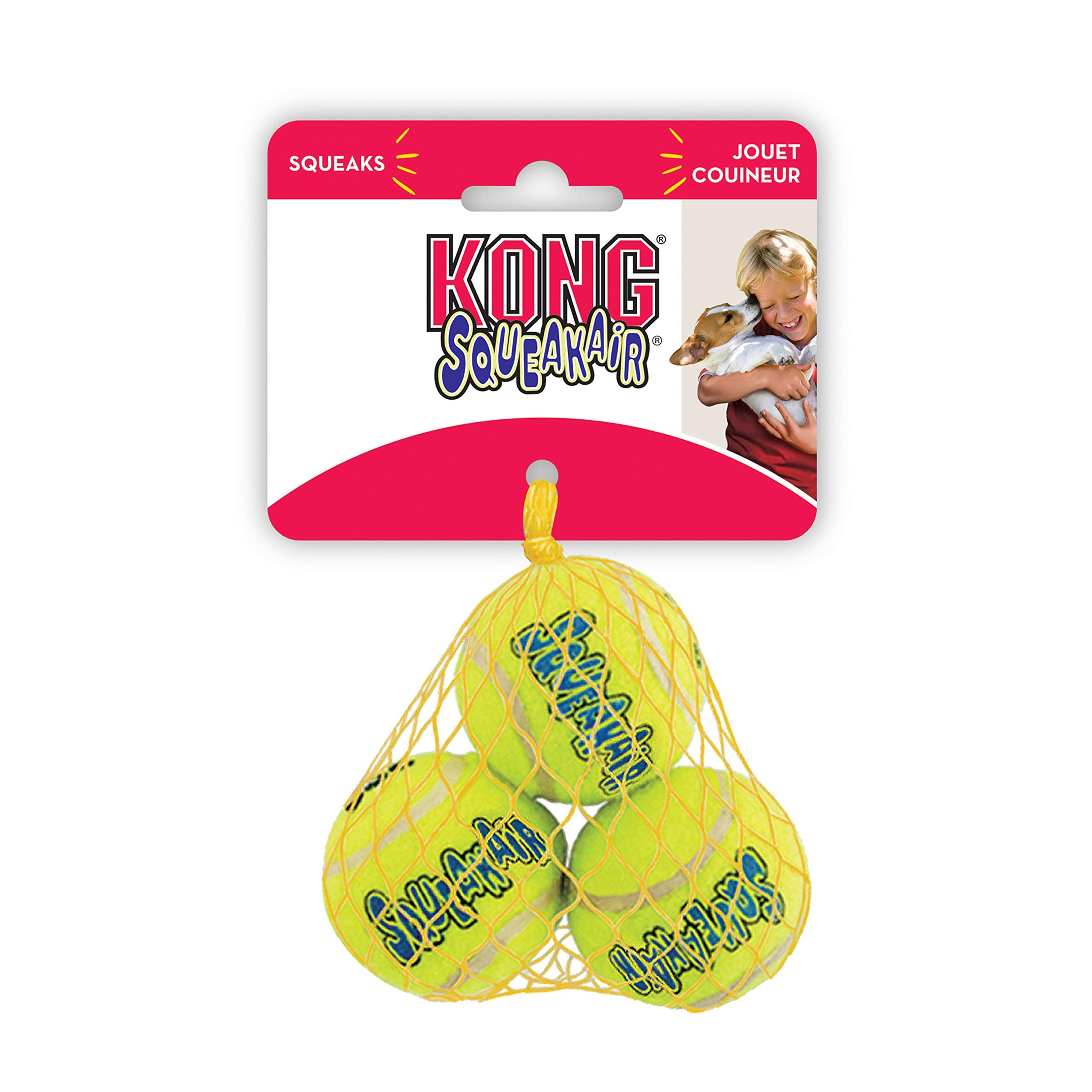 Kong - Squeakair Balls - Dog Toy Premium Squeak Tennis Balls, Gentle On Teethls - For X-Small Dogs (3 Pack)