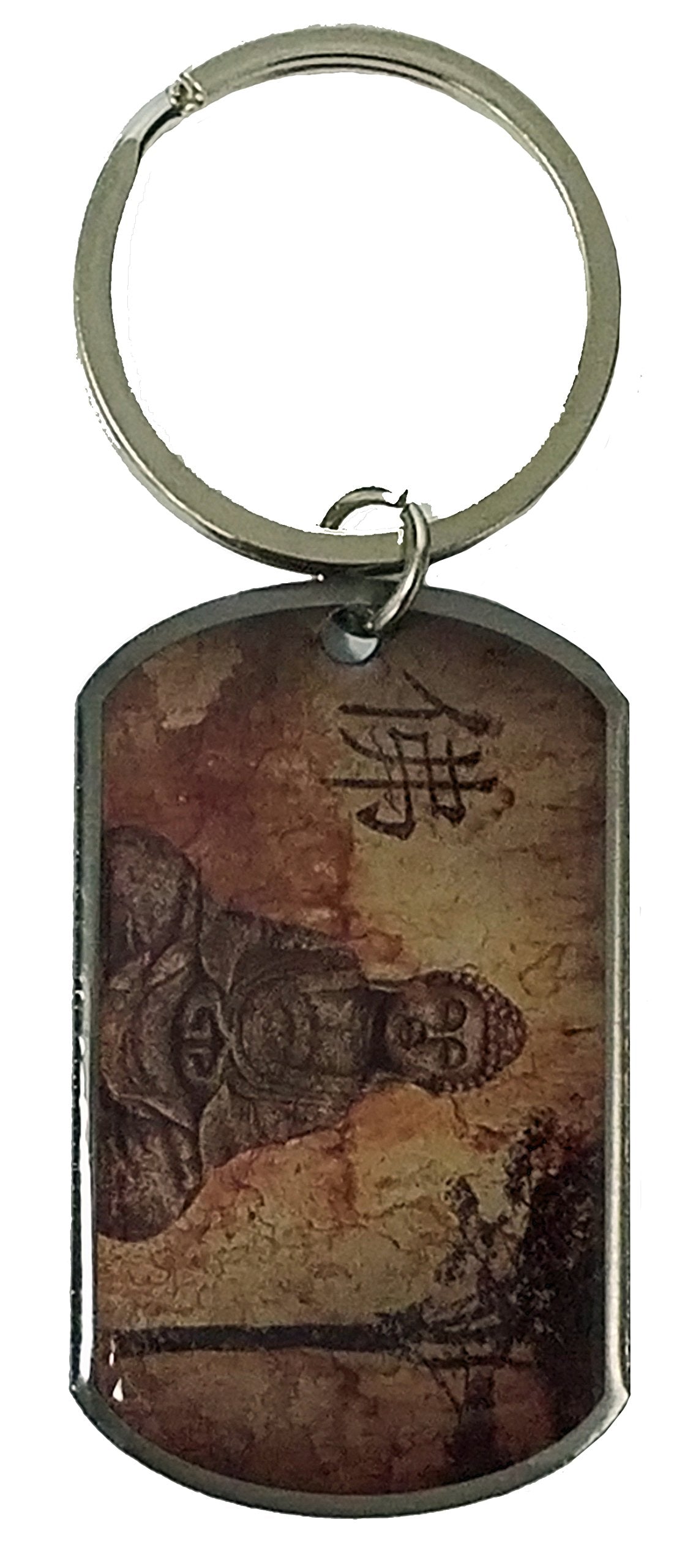 Atomic Market Epoxy Coated Buddha/Do Not Dwell Dog Tag Keychain