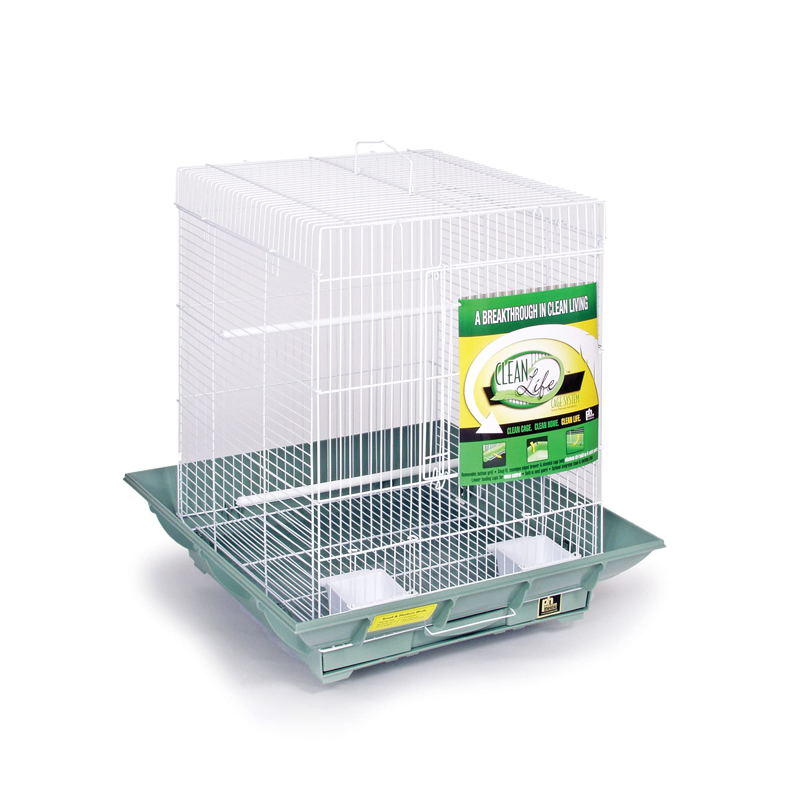Prevue Hendryx Cockatiel Cage SP850G/W, 18"x18"x24", Green/White, Plastic Construction