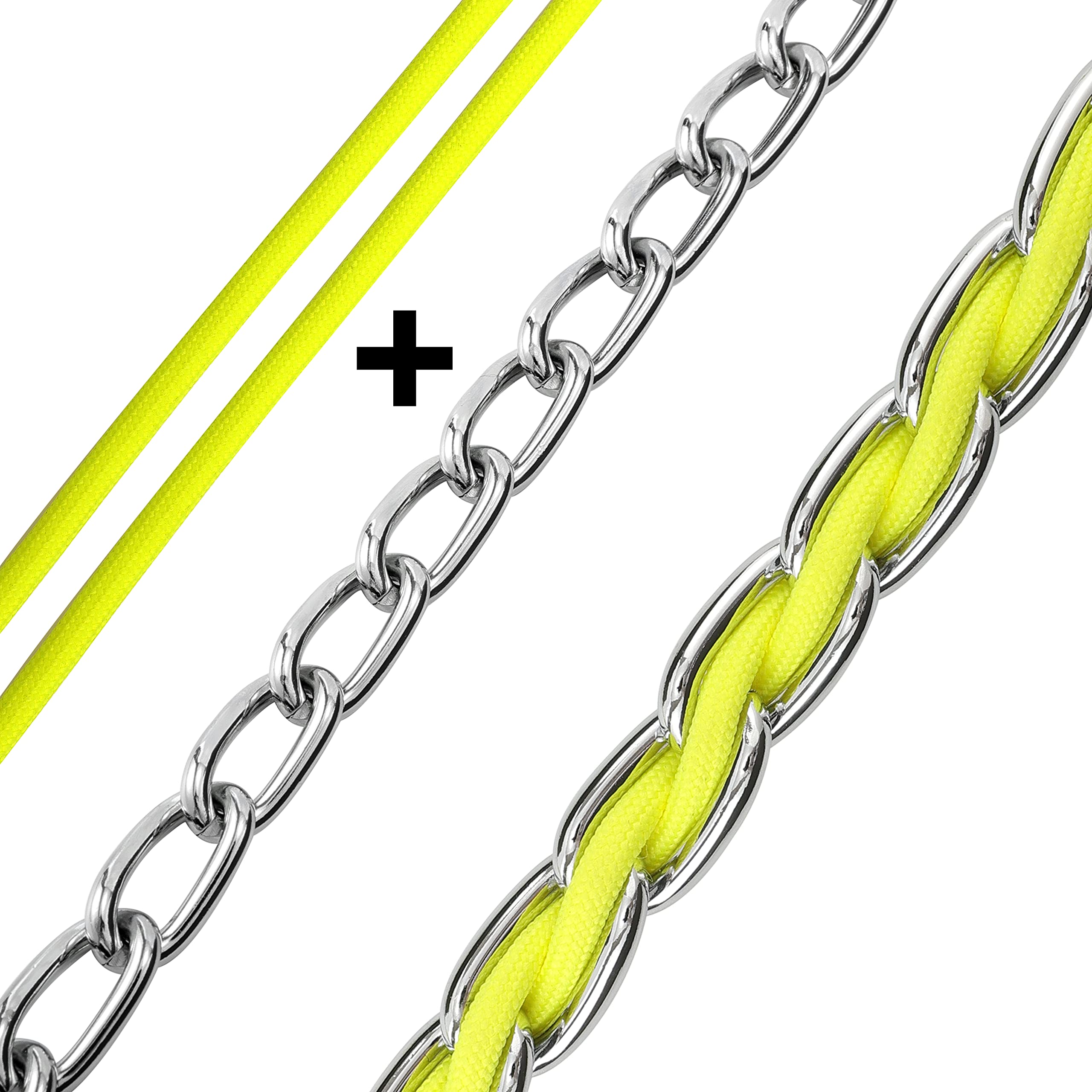 Chew Proof Metal Leash for Medium Large Dogs, 5.2FT Strong Anti Bite Leash, Comfortable Soft Padded Handle, Yellow