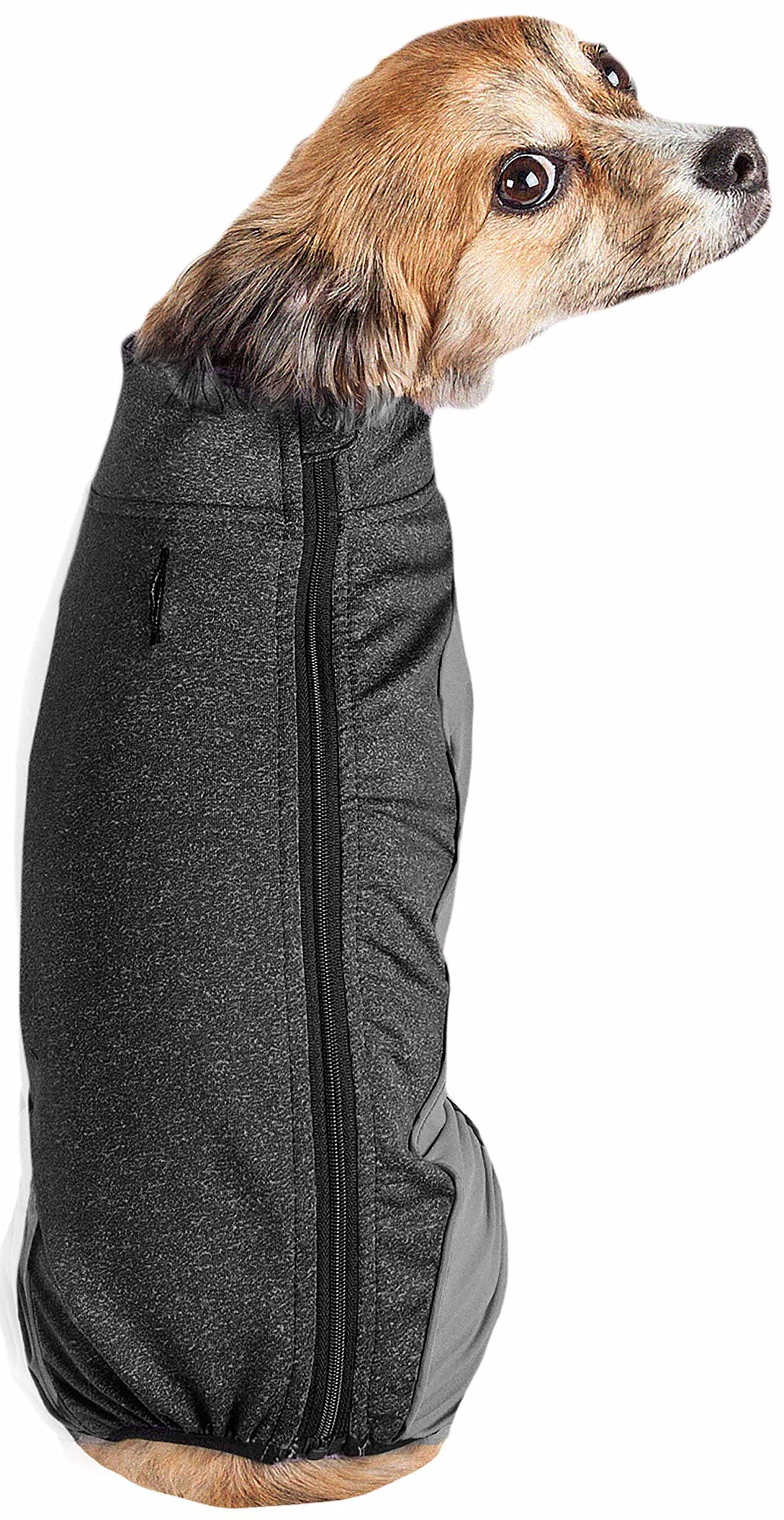 Pet Life ® Active 'Chase Pacer' Mediumweight Breathable Full Body Dog Tracksuit - Performance Fitness And Yoga Dog Clothes Featuring 4-Way-Stretch And Quick-Dry Technology With Reflective Dog Collar
