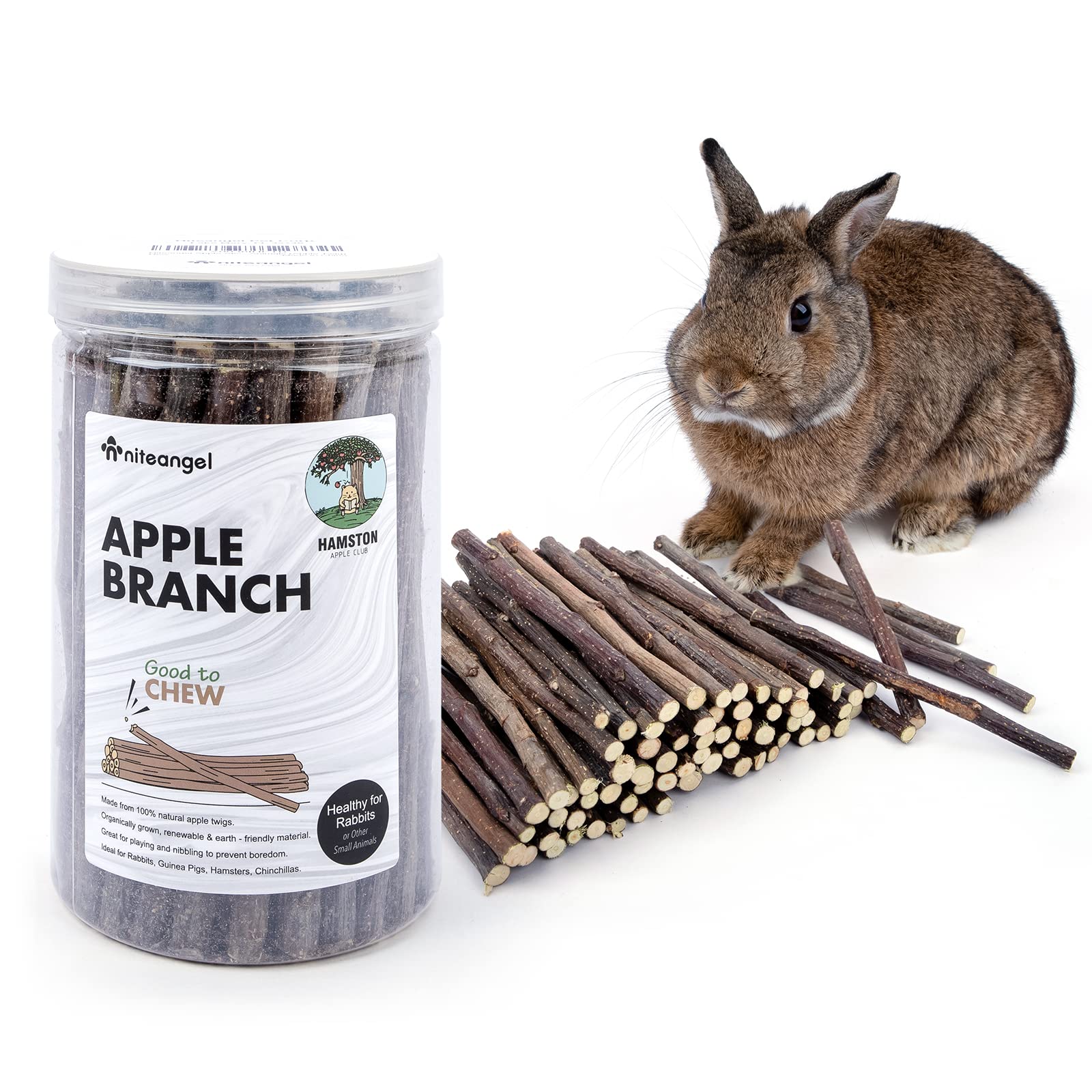 Niteangel Apple Sticks Natural Chew Toys for Rabbits, Chinchilla, Guinea Pigs, Hamsters and Other Small Animals (Apple Twig)