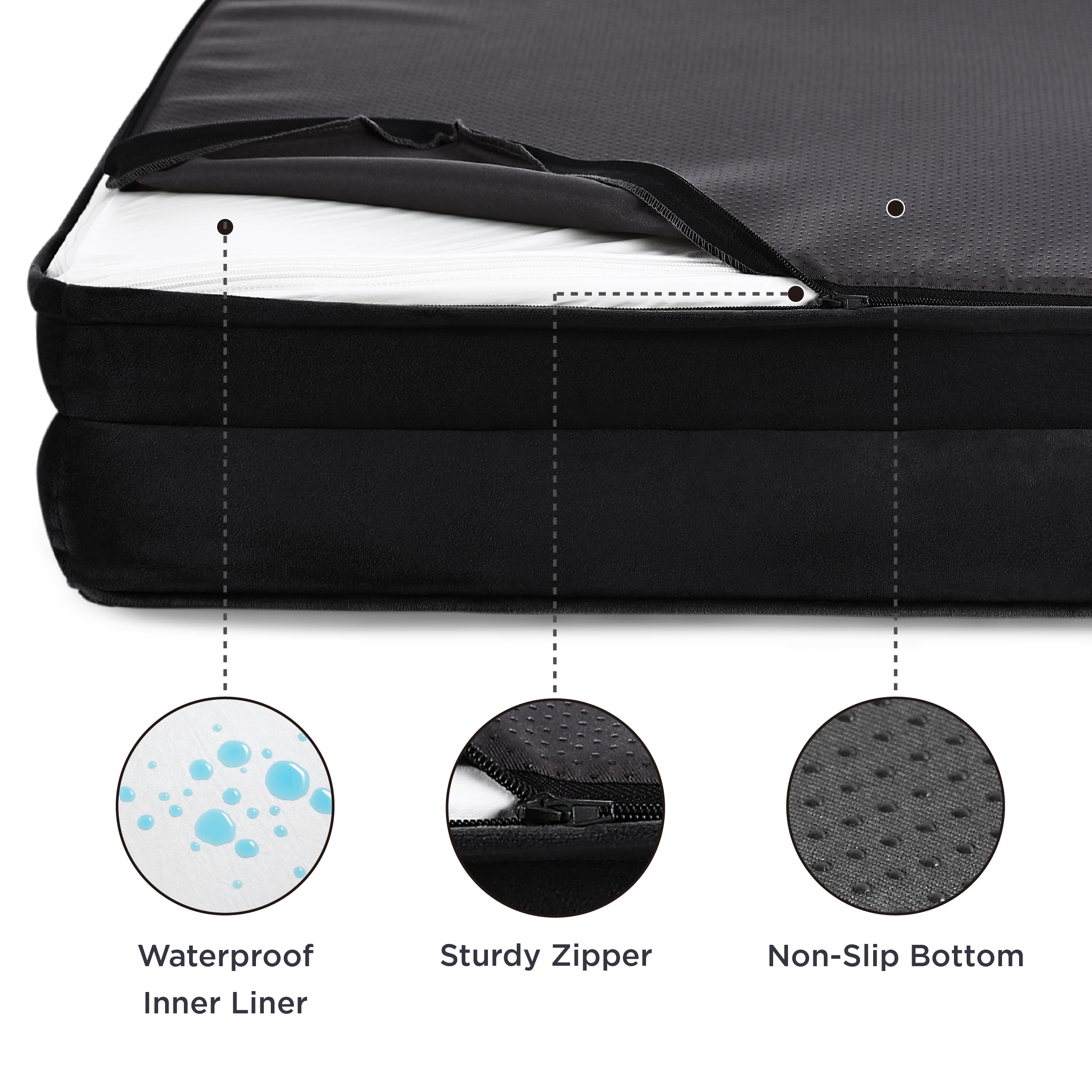 Bedsure Orthopedic Dog Bed For Large Dogs - Big Washable Dog Sofa Beds Large, Supportive Foam Pet Couch Bed With Removable Washable Cover, Waterproof Lining And Nonskid Bottom, Black