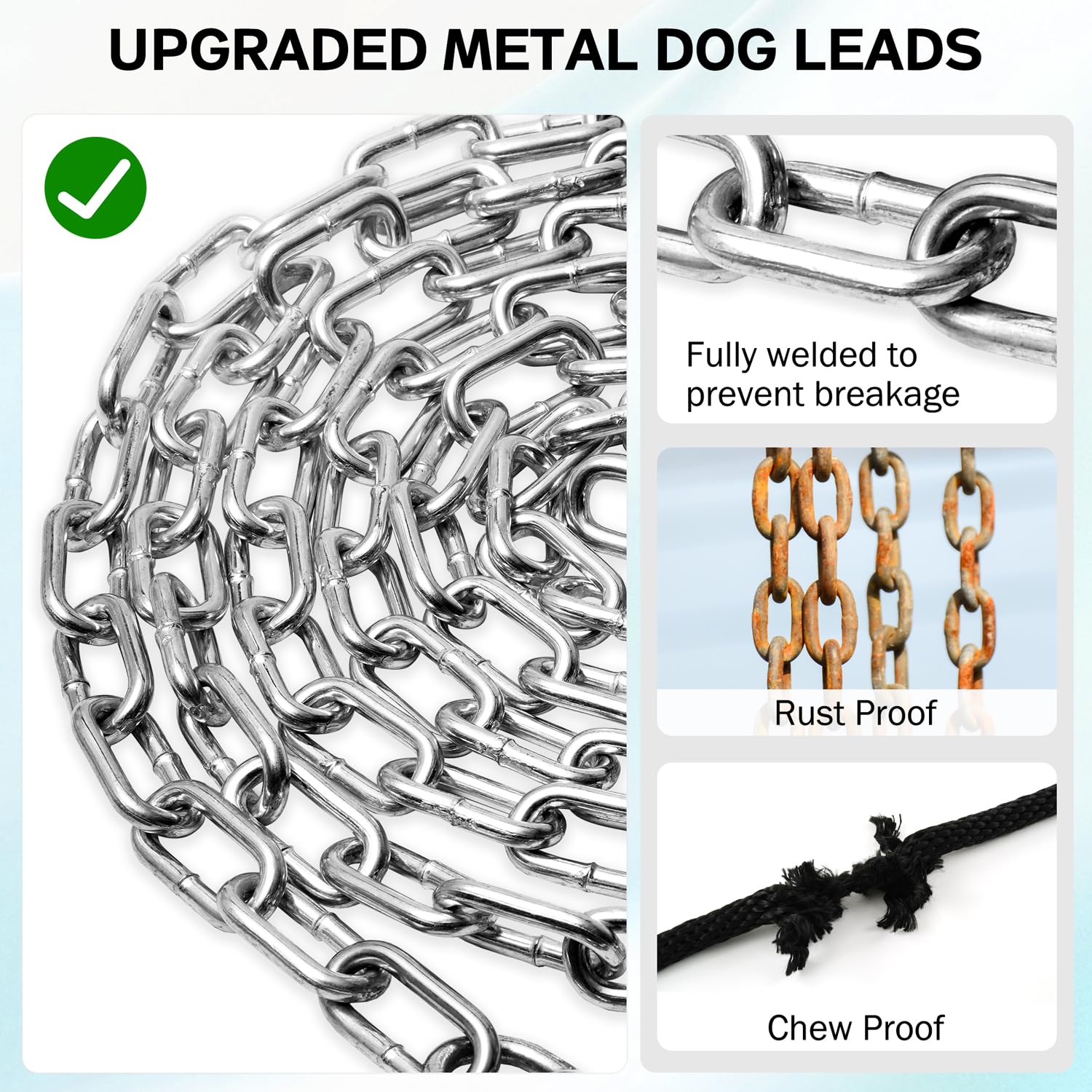 Heavy Duty Metal Dog Chain - 5Ft Long Leash For Large Dogs, Chew Proof Tie Out Cable Up To 200Lbs
