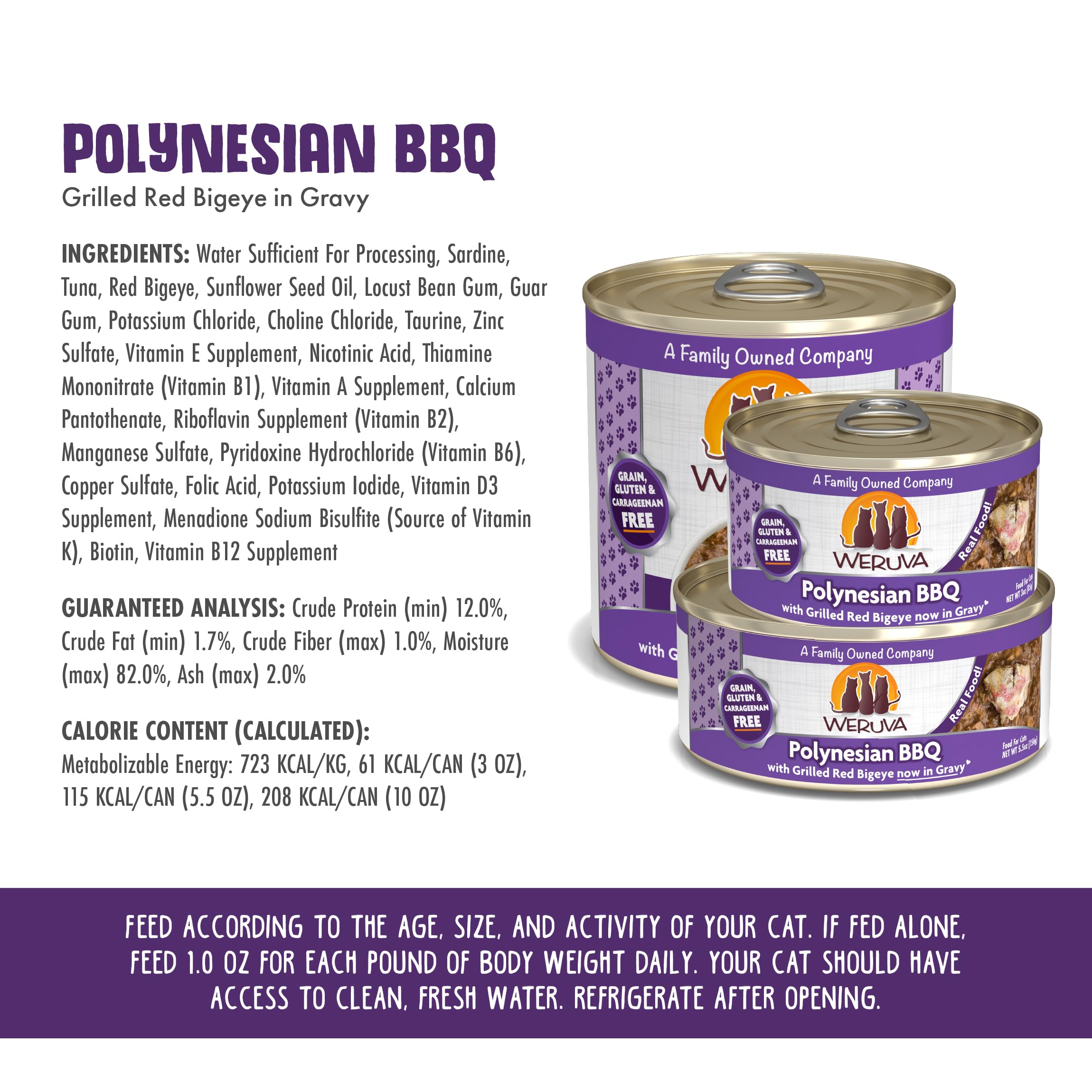 Weruva Classic Cat Food, Polynesian BBQ with Grilled Red Bigeye in Gravy, 5.5oz Can (Pack of 24)