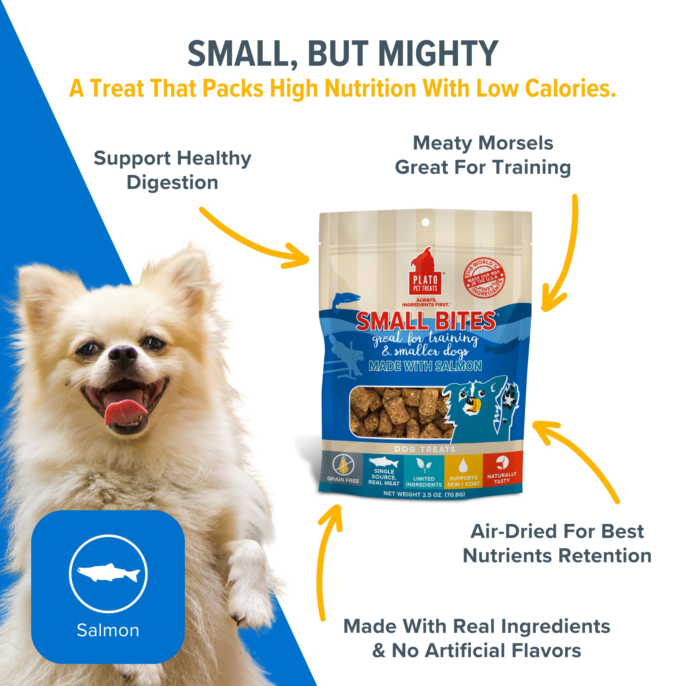 Plato Dog Strips Small Bites Grain Free Salmon 6Oz