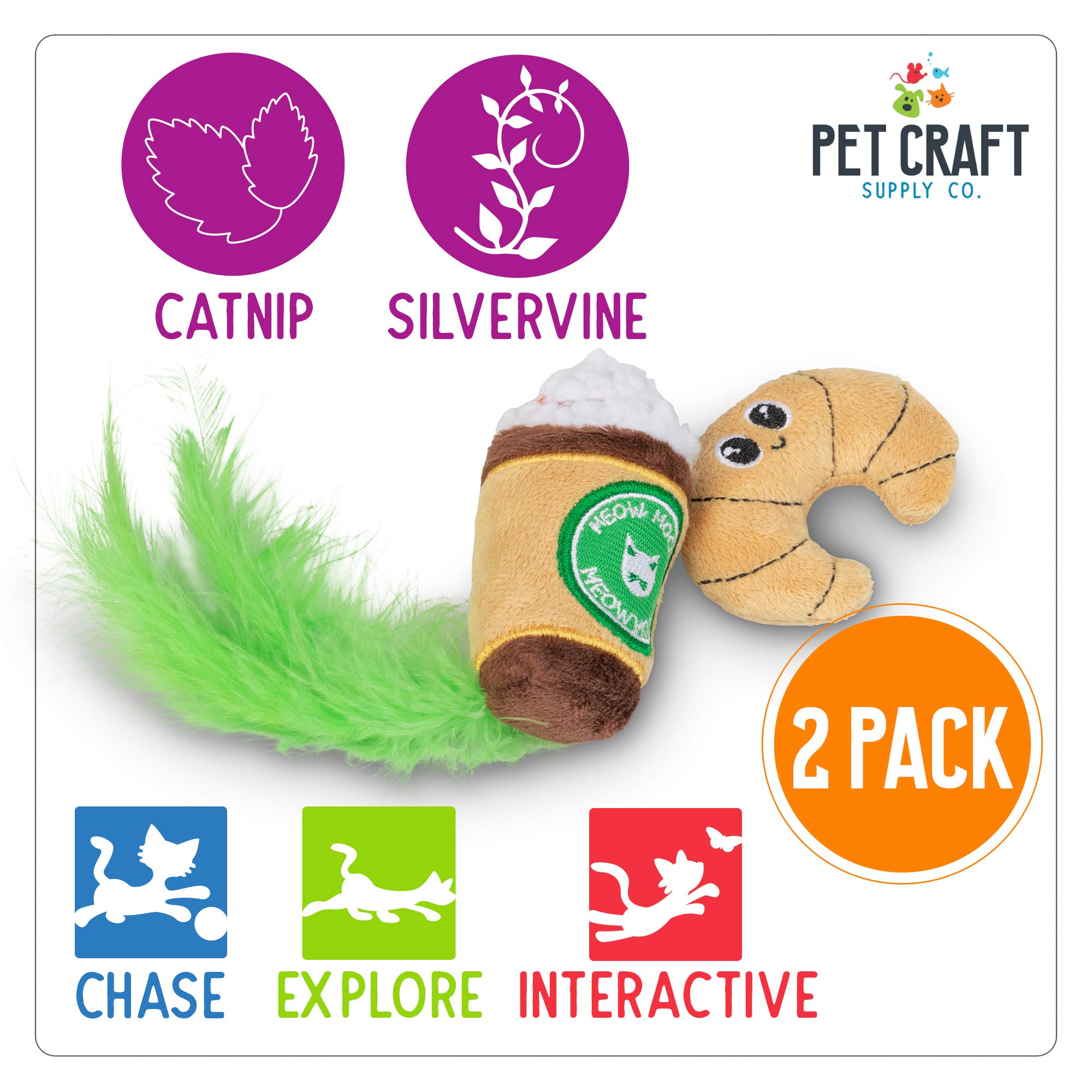 Pet Craft Supply Silly Snacks and Funny Food Crinkle Cuddling Catnip and Silvervine Interactive Cat Toys - Great for Indoor Cats
