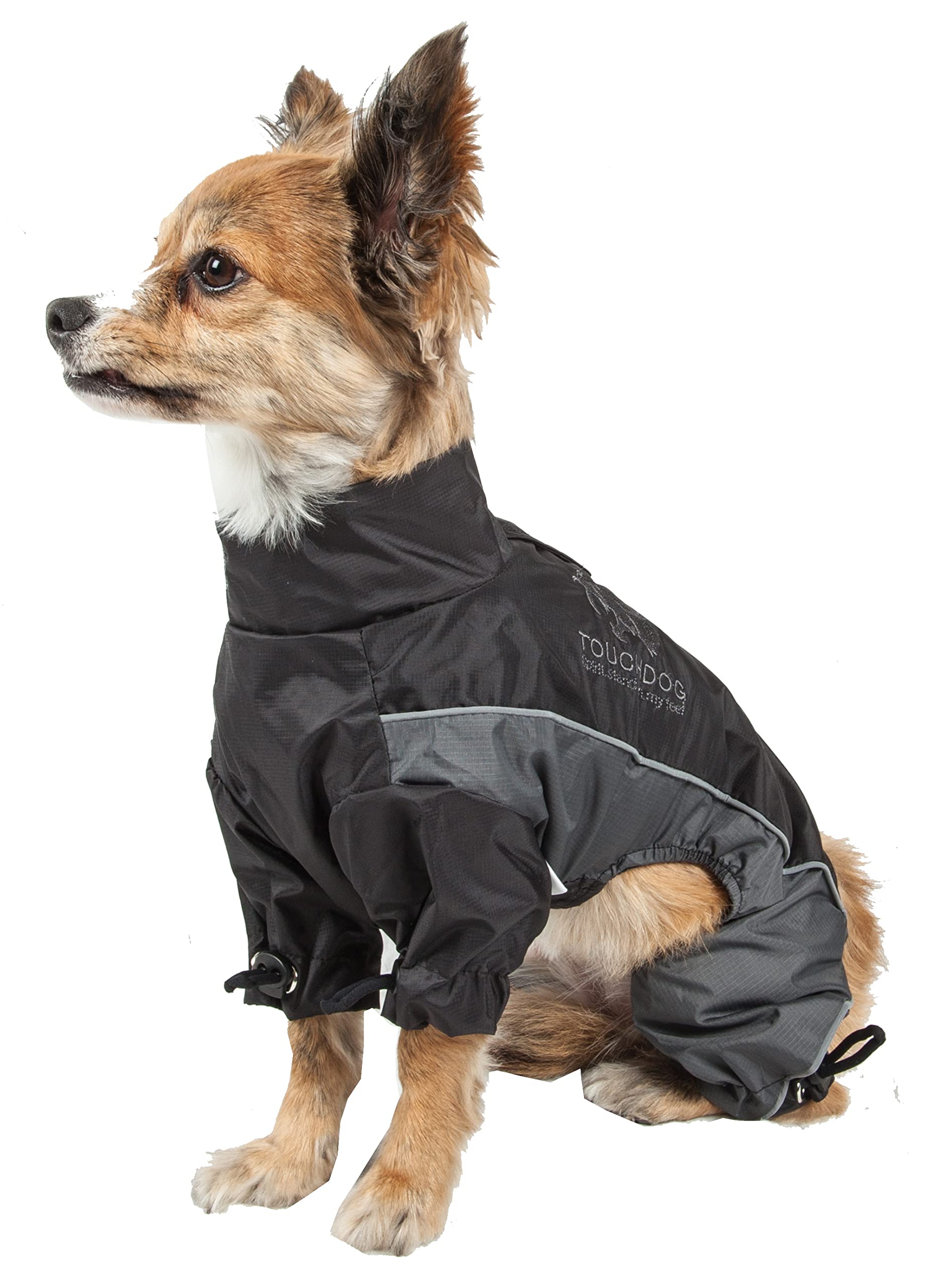 TOUCHDOG Quantum-Ice Full Body Bodied Adjustable and 3M Reflective Pet Dog Coat Jacket w/ Blackshark Technology, Medium, Black