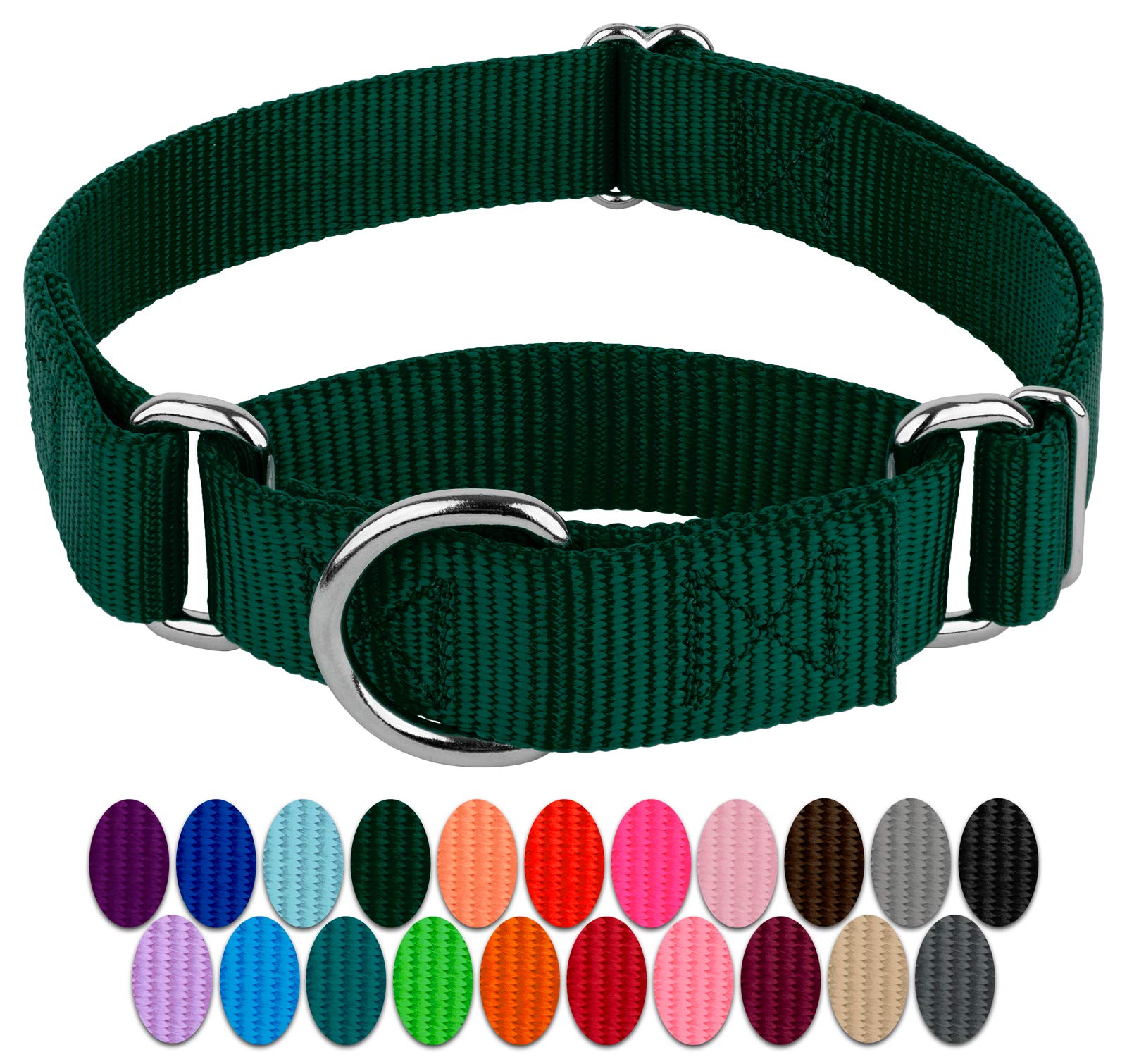 Country Brook Petz - Green Martingale Heavy Duty Nylon Dog Collar - 21 Vibrant Color Options (3/8 Inch Width, Micro)