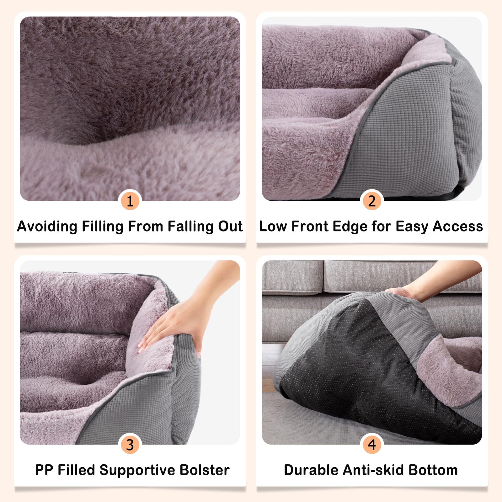 Mixjoy Dog Beds For Small Dogs, Cat Beds For Indoor Cats Washable, Calming Pet Small Size Dog, Soft Rectangle Pet Beds Sofa Cudd
