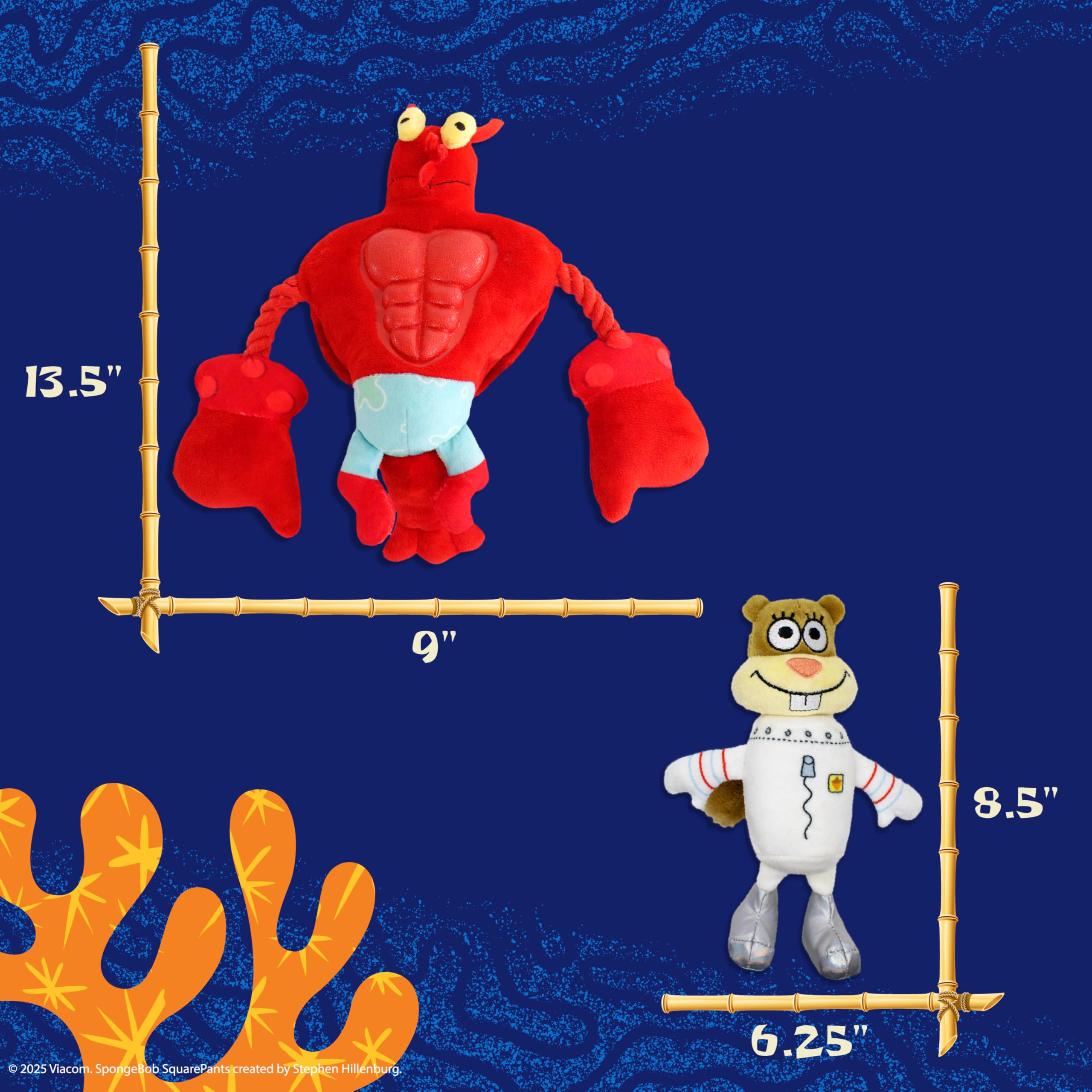 Design Lab, Inc. Spongebob Squarepants Official Merchandise Interactive And Fun Collectible Dog Toys | 2-Pack Larry & Sandy Dog