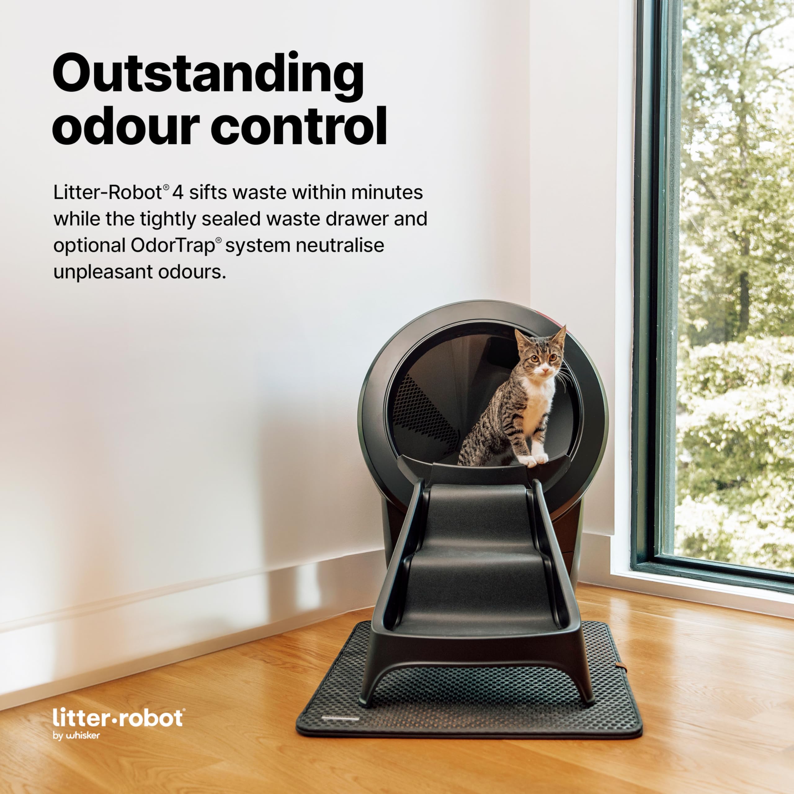 Litter-Robot 4 Ramp by Whisker, Black - Cat Ramp for Litter Box, Custom Fit for Litter-Robot 4, Non-Slip Rubber Feet, Suitable f