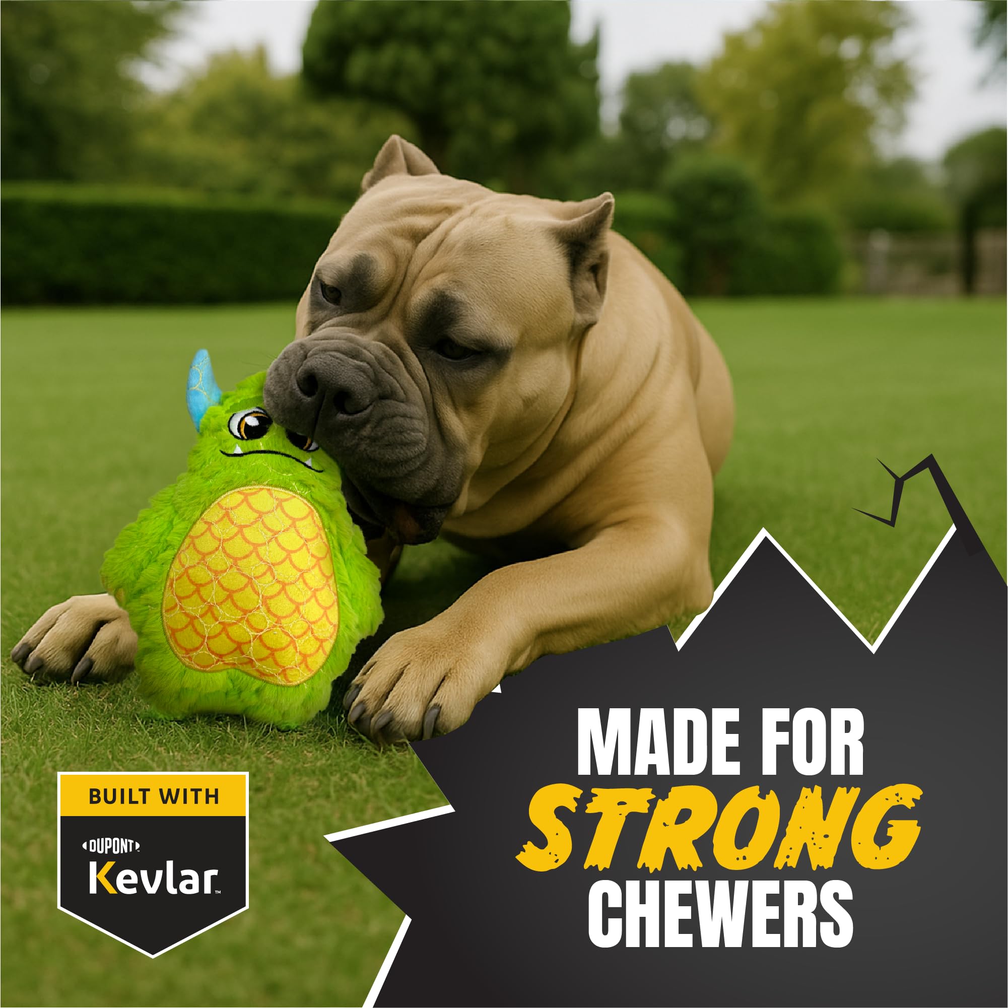 Bite Force Dog Toy - Drizzle & Dollop Squeaky Dog Toy Kevlar-Reinforced for Aggressive Chewers- red and Yellow.
