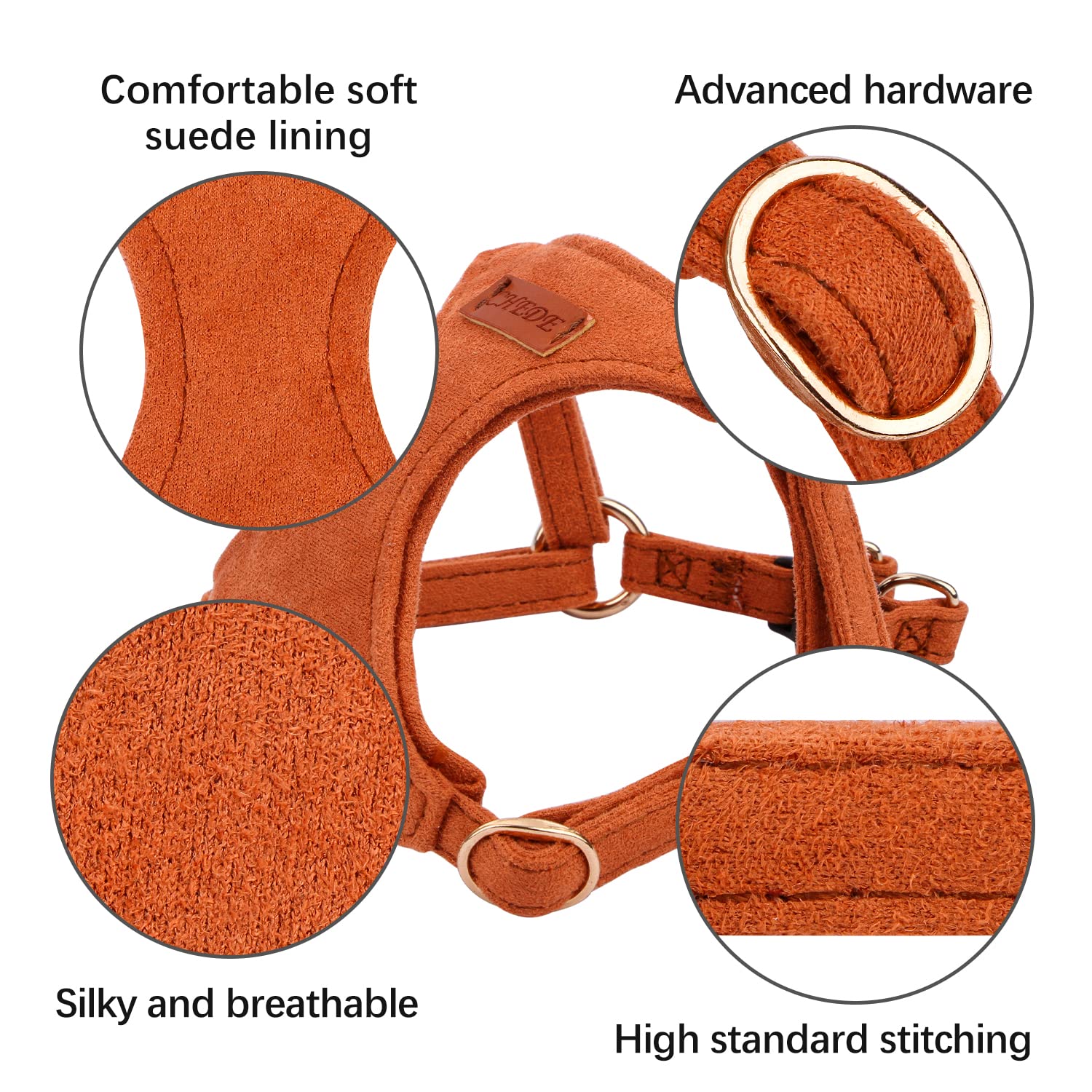 CHEDE No Pull Puppy Harness and Multifunction Dog Leash Set- 8 Colors Soft Adjustable No Choke Escape Proof Cute,Lightweight Pet