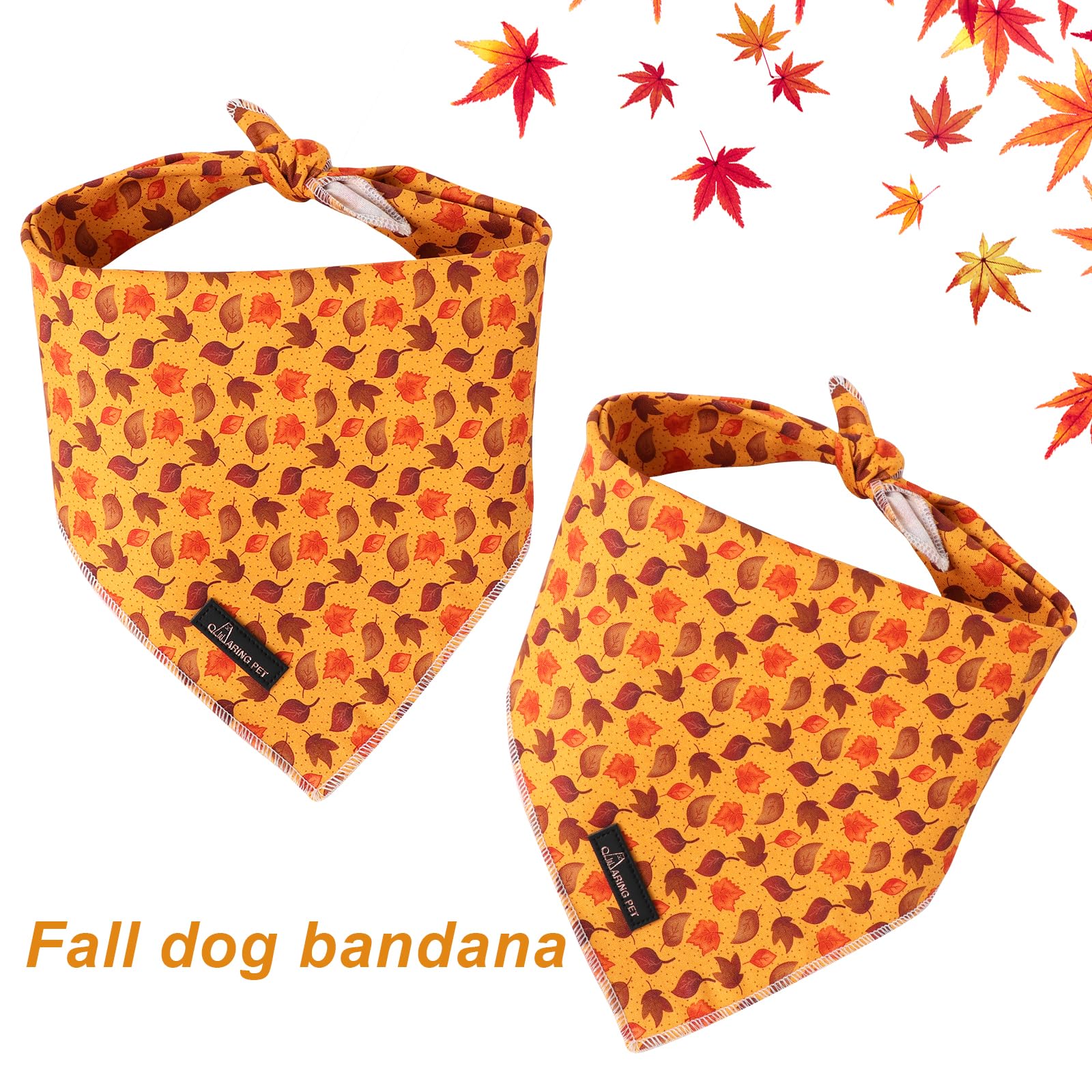 Aring Pet Fall Bandana - Cotton Fall Leaves Dog & Cat Triangle Bibs For Boy & Girl Pets
