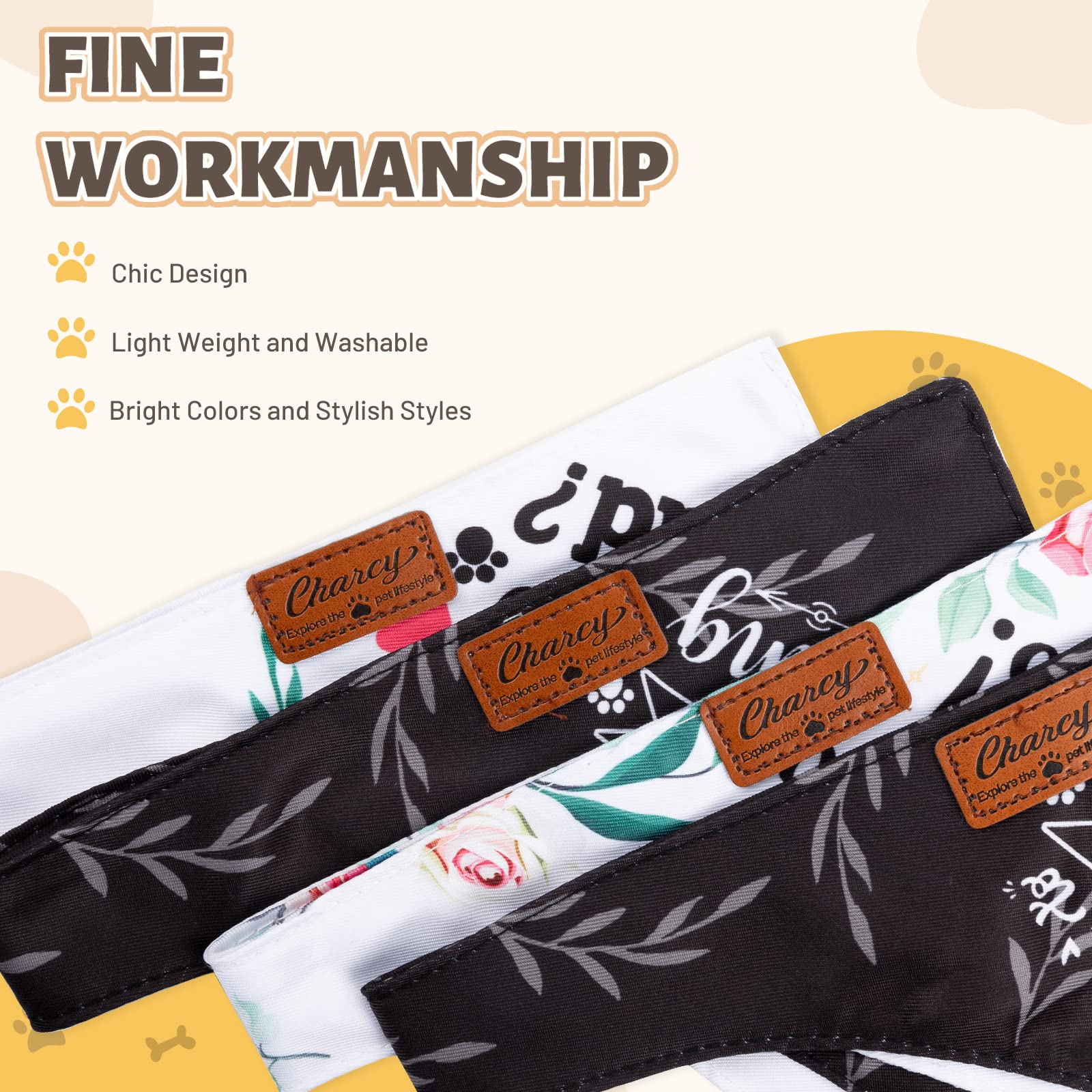 Charcy Bandanas 4 Pack, Fall Dog Bandana For Boy Girl Holiday Birthday, Adjustable Durable Scarf, Unique Design - Marry Small