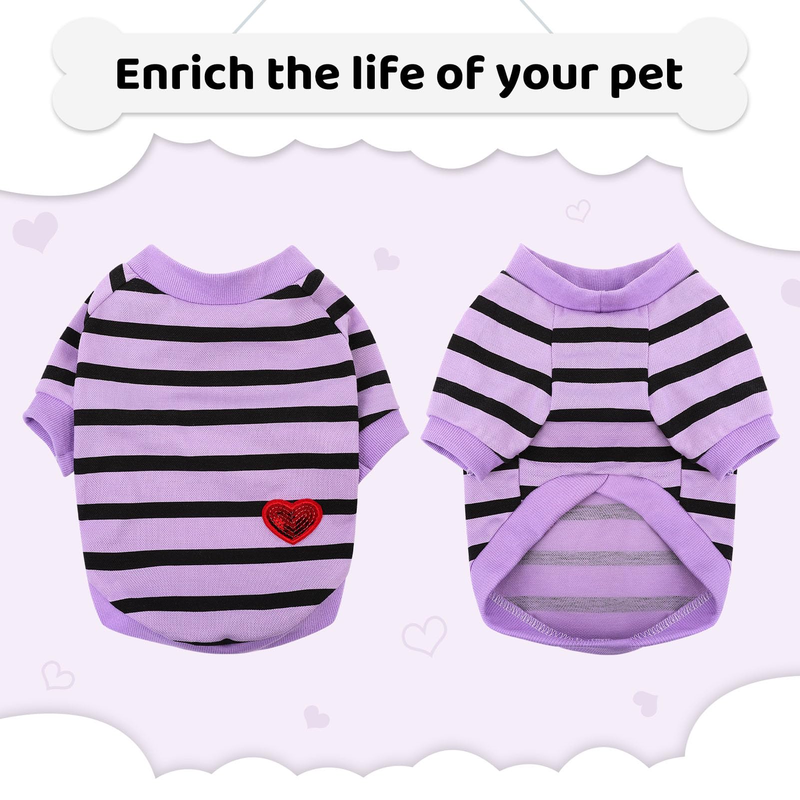 Preferhouse Dog Shirts For Small Dogs, Striped T-Shirts Dog Vest Pet Apparel Tee Shirts Spring Summer Suitable For Small And Med
