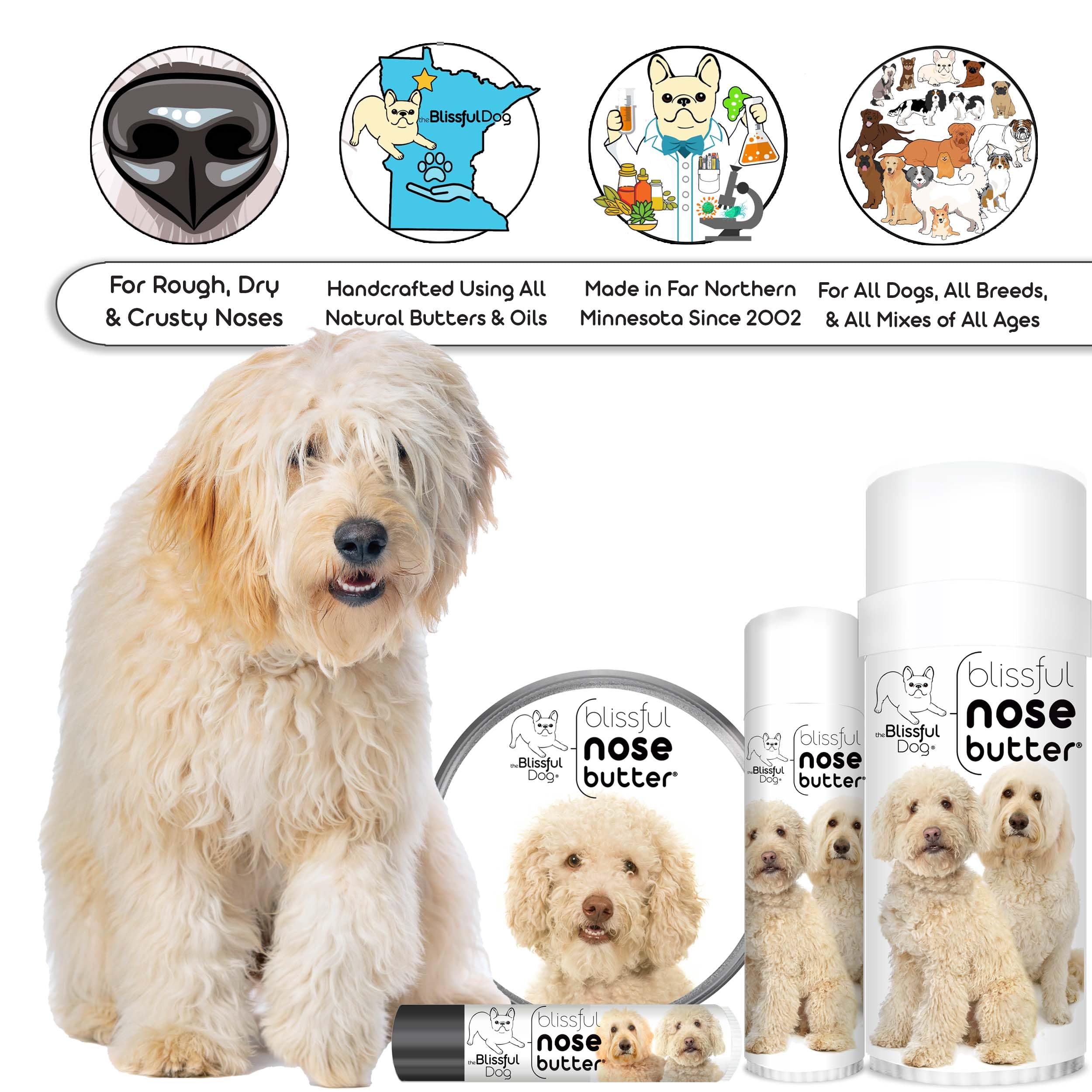 The Blissful Dog Goldendoodle Unscented Nose Butter - Dog Nose Butter, 1 Ounce