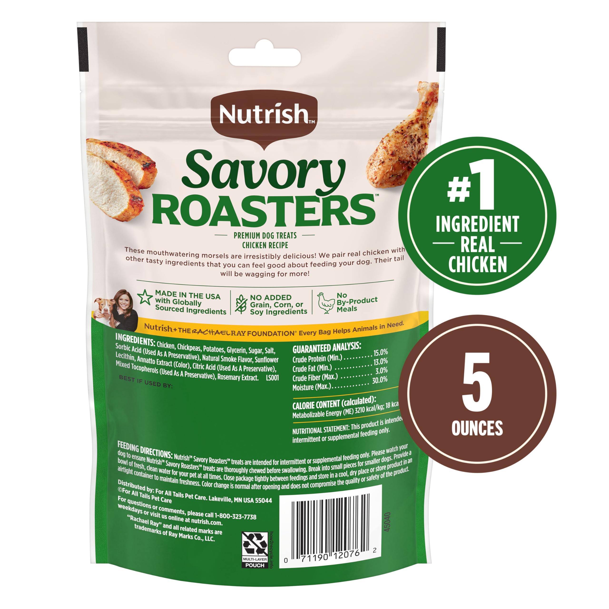 Nutrish Rachael Ray Savory Roasters Real Meat Dog Treats, Roasted Chicken Recipe, 5 Ounces (Pack of 5), Grain Free