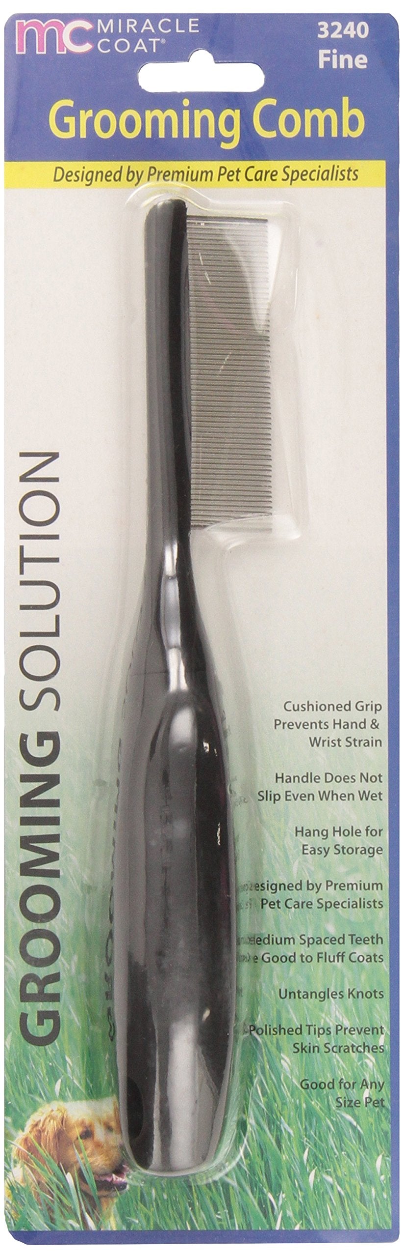 Miracle Care Fine Grooming Comb, 9" x 1.25", Black, Model 3240